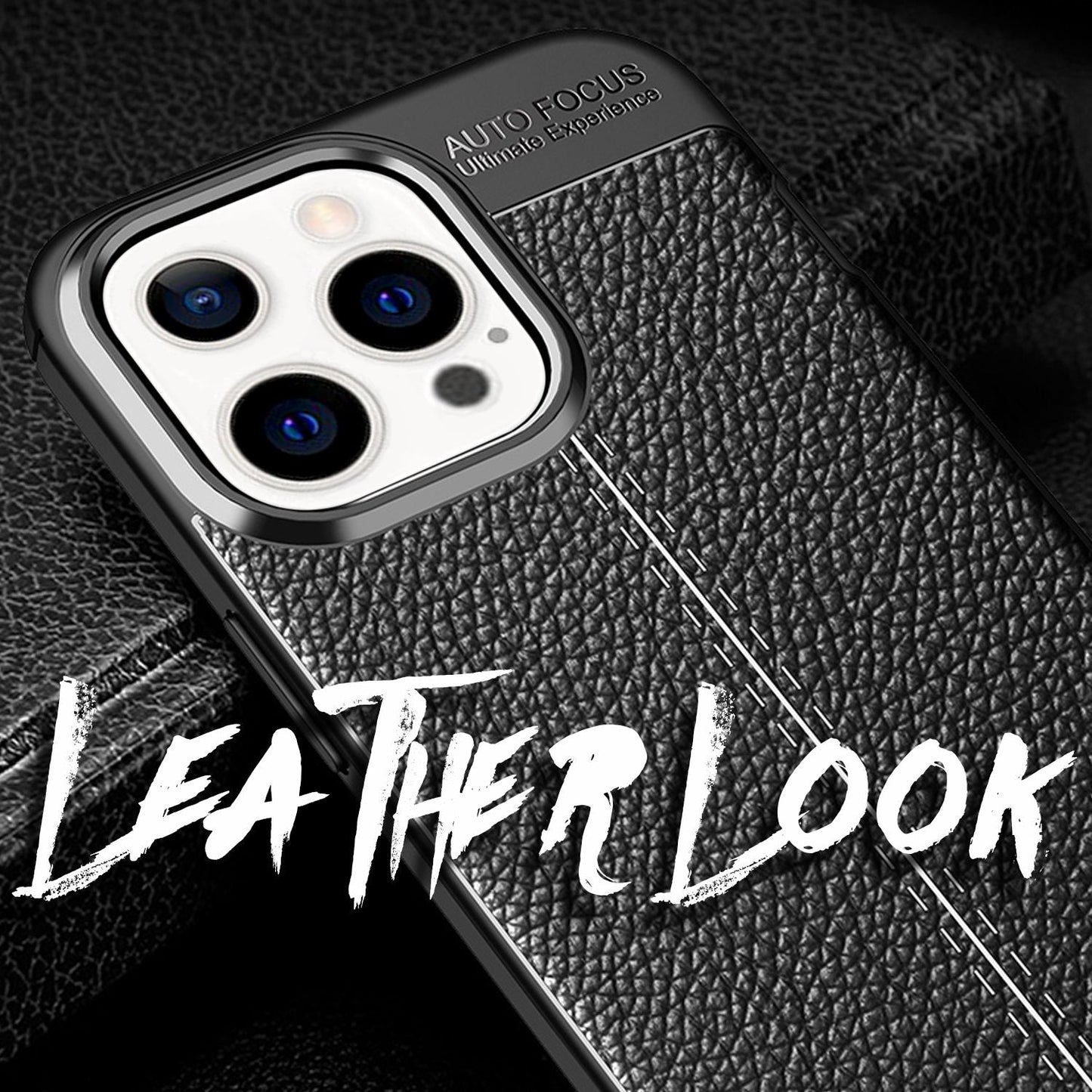 NALIA Leather Look Case for iPhone 13 Pro Max, Black Silicone Case, Anti-Fingerprint, Non-Slip, Scratch-Resistant