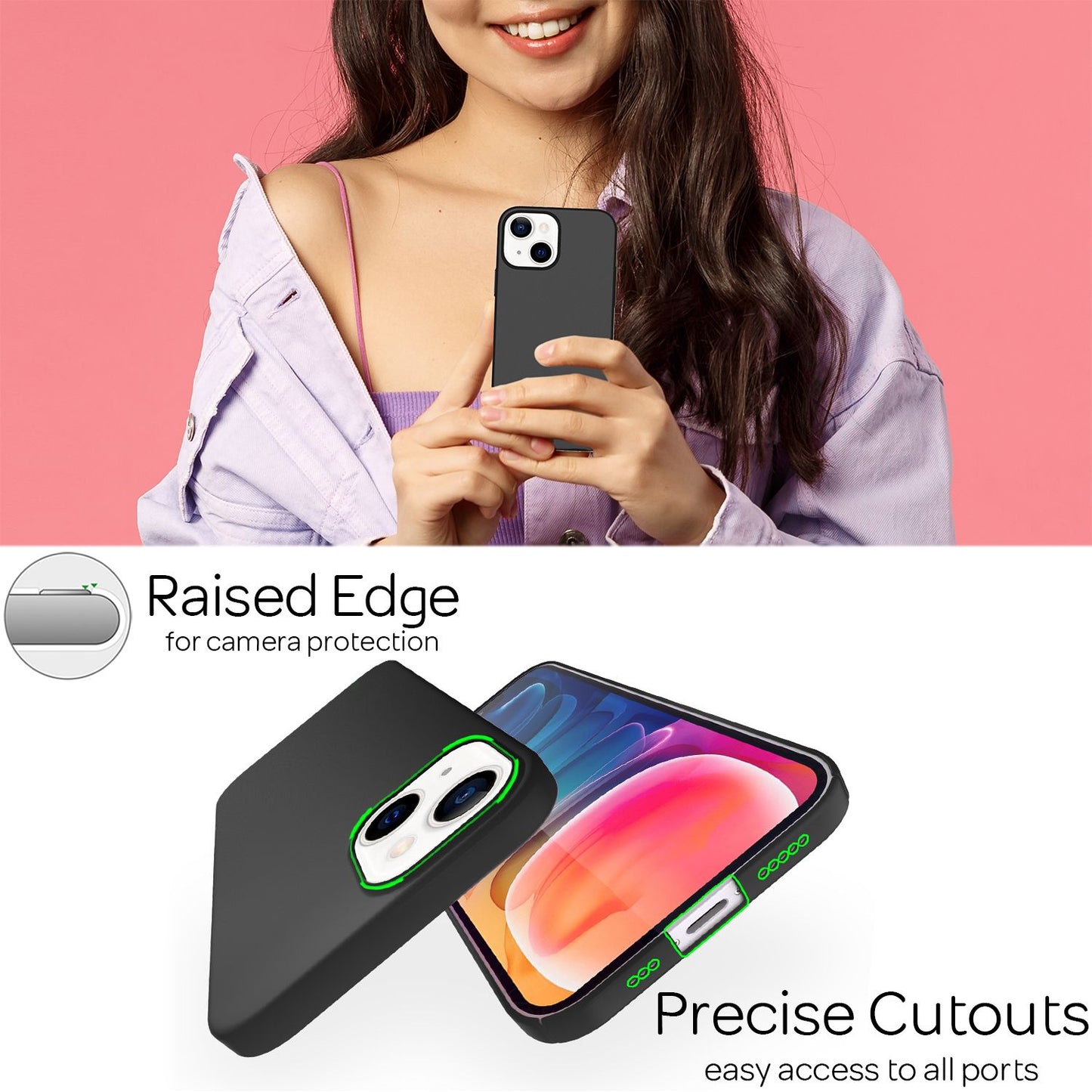 NALIA 0.5mm Thin Phone Case for iPhone 13, Matte Hard Case Cover Bumper Shell