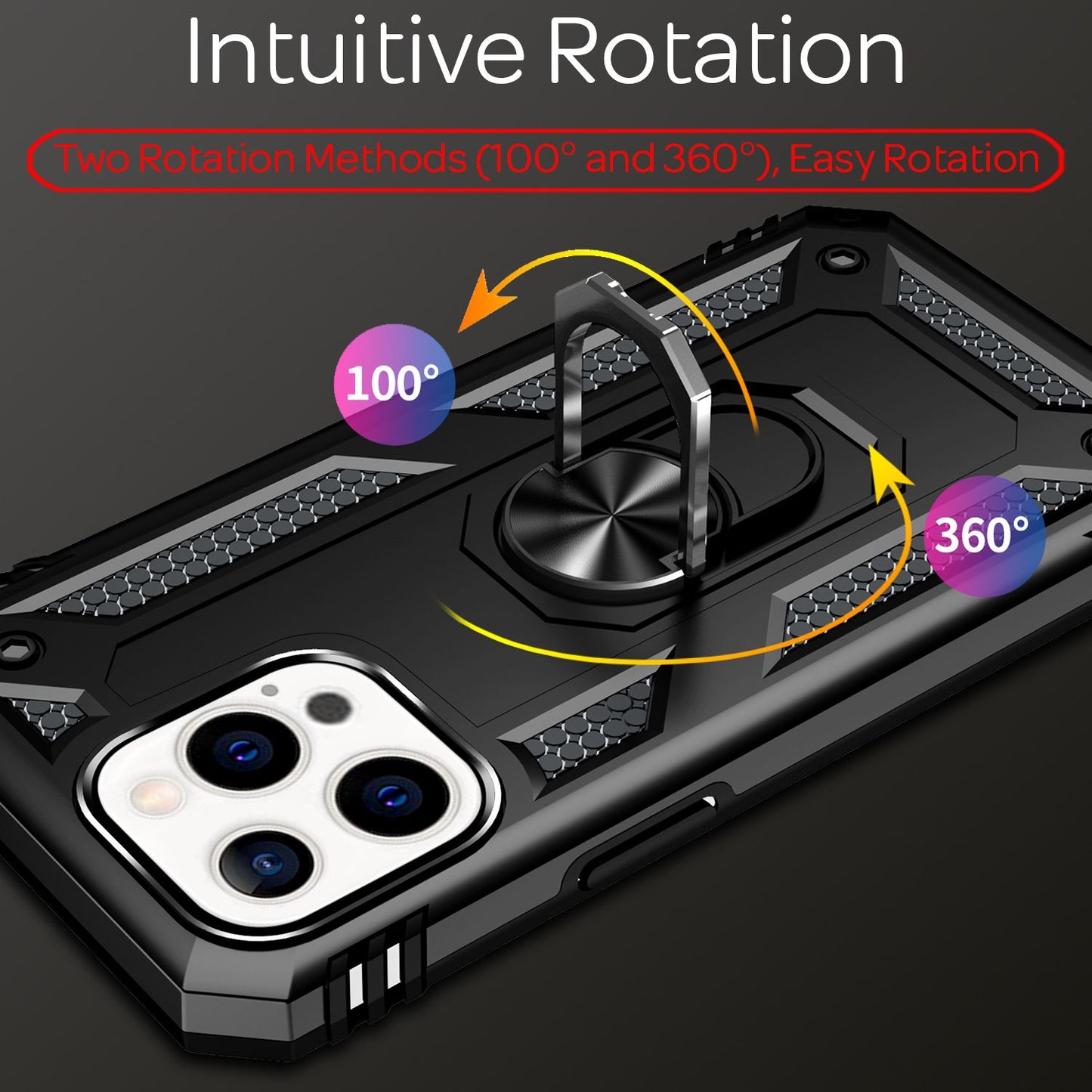 NALIA Ring Case fyrir iPhone 13 Pro Max, hart hulstur með TPU sílikon stuðara