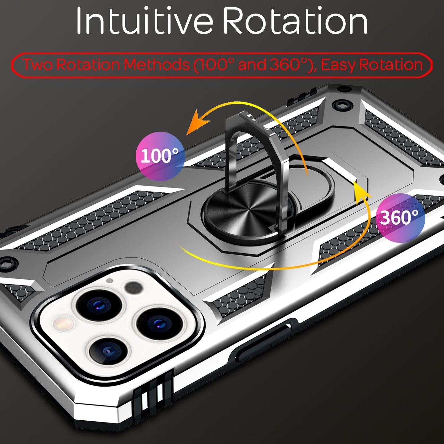 NALIA Ring Case fyrir iPhone 13 Pro Max, hart hulstur með TPU sílikon stuðara