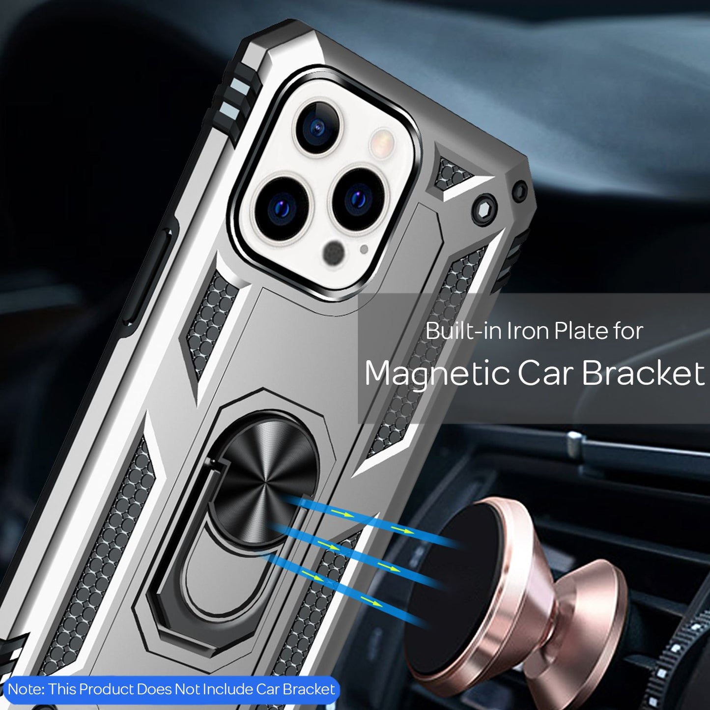 NALIA Ring Case fyrir iPhone 13 Pro Max, hart hulstur með TPU sílikon stuðara