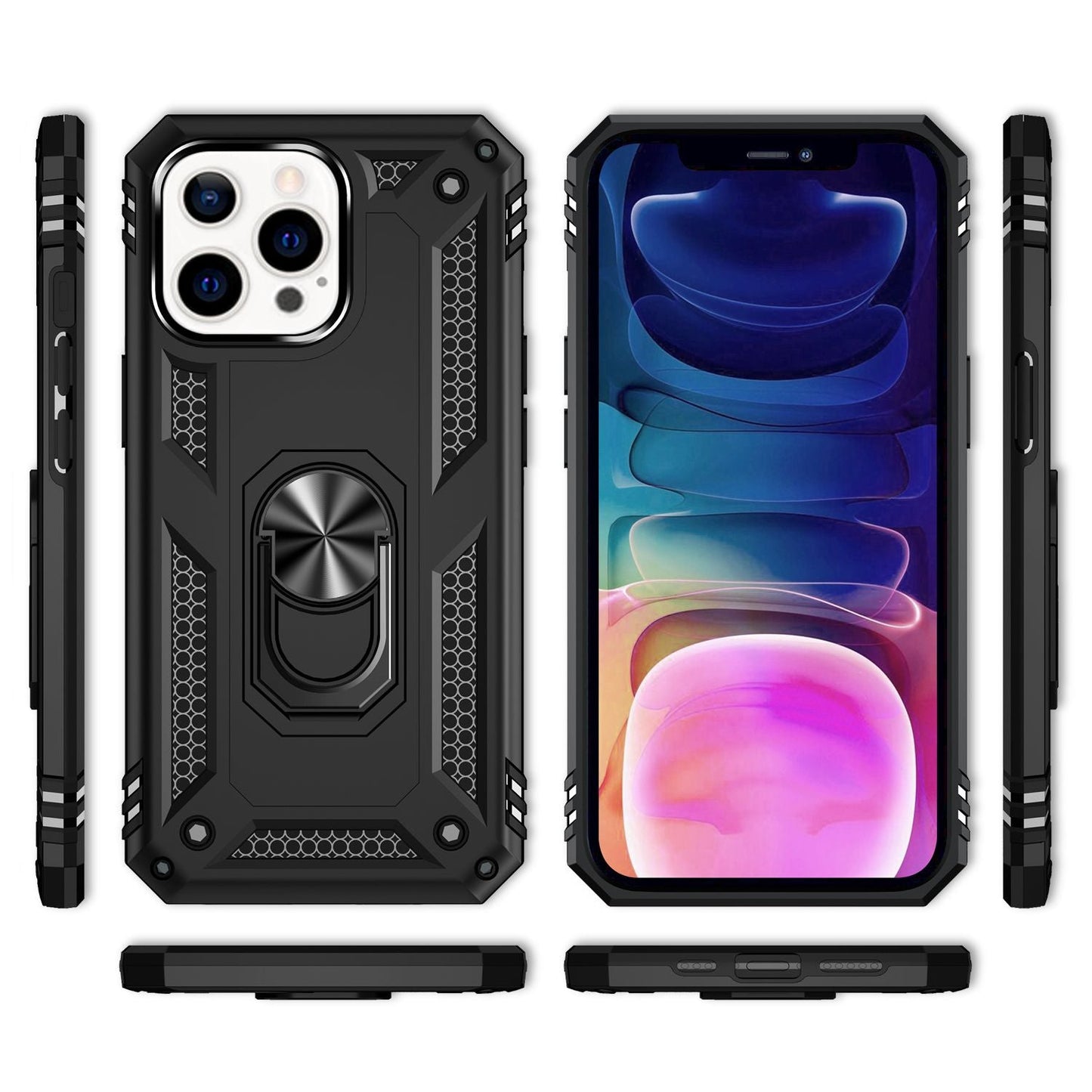 NALIA Ring Case fyrir iPhone 13 Pro Max, hart hulstur með TPU sílikon stuðara