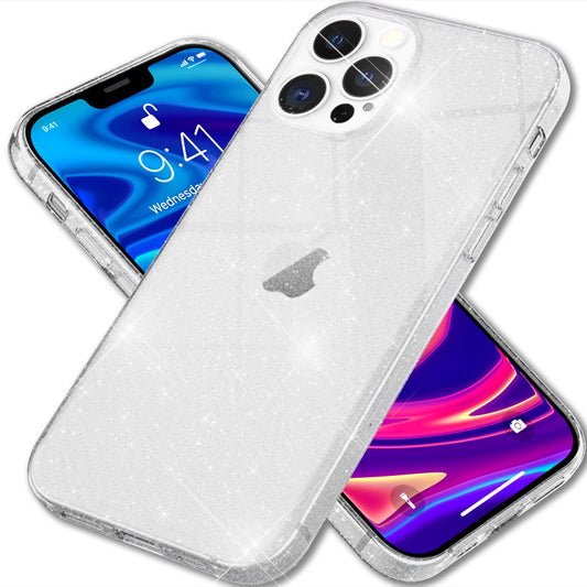 NALIA Glitter Case for iPhone 13 Pro Max, Transparent Glitter Cover Phone Case