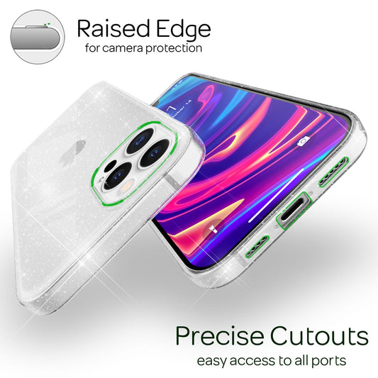 NALIA Glitter Case for iPhone 13 Pro Max, Transparent Glitter Cover Phone Case