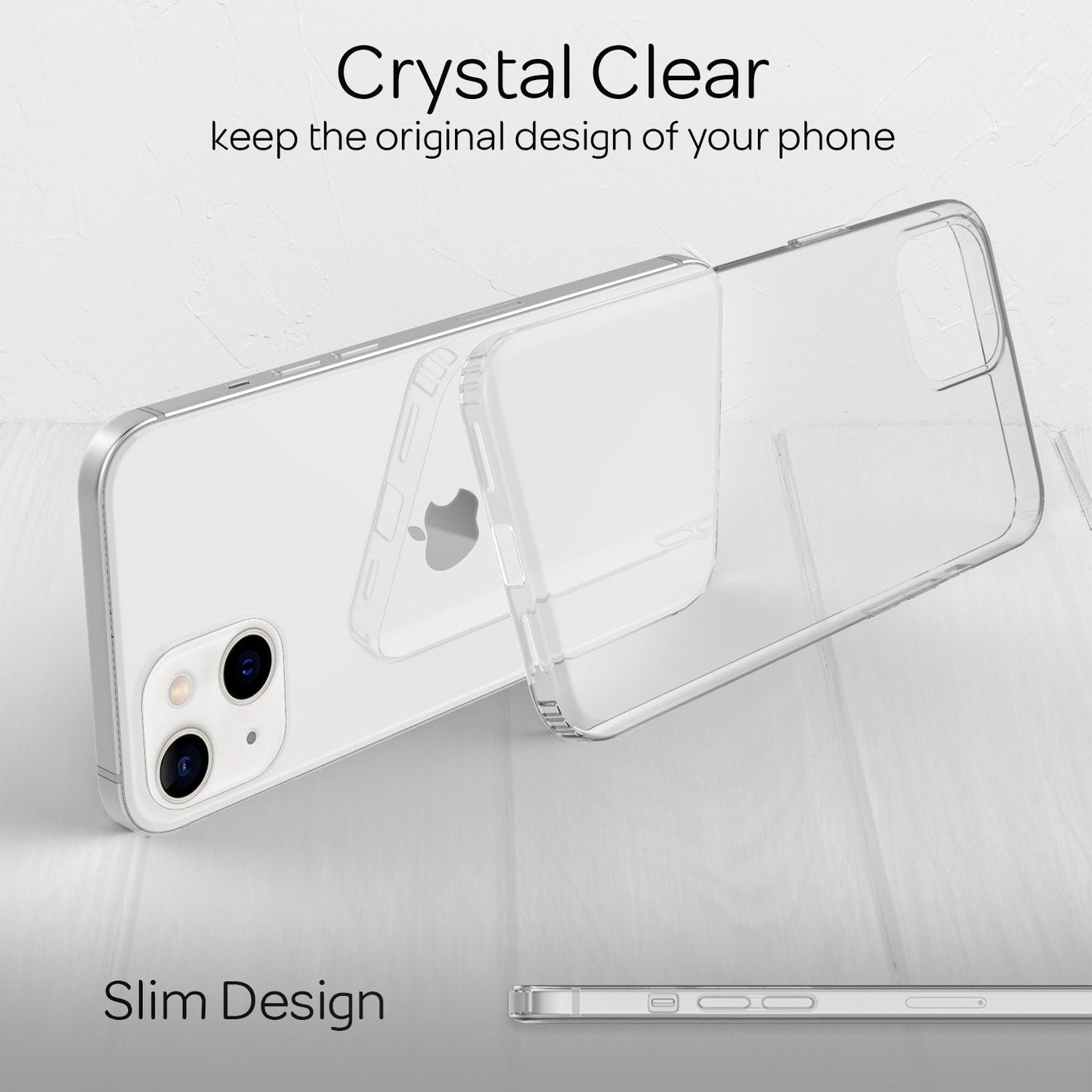 NALIA Clear Scratch-Resistant Case for iPhone 13, Transparent Anti-Yellowing Shockproof Hard Back &amp; Silicone Frame