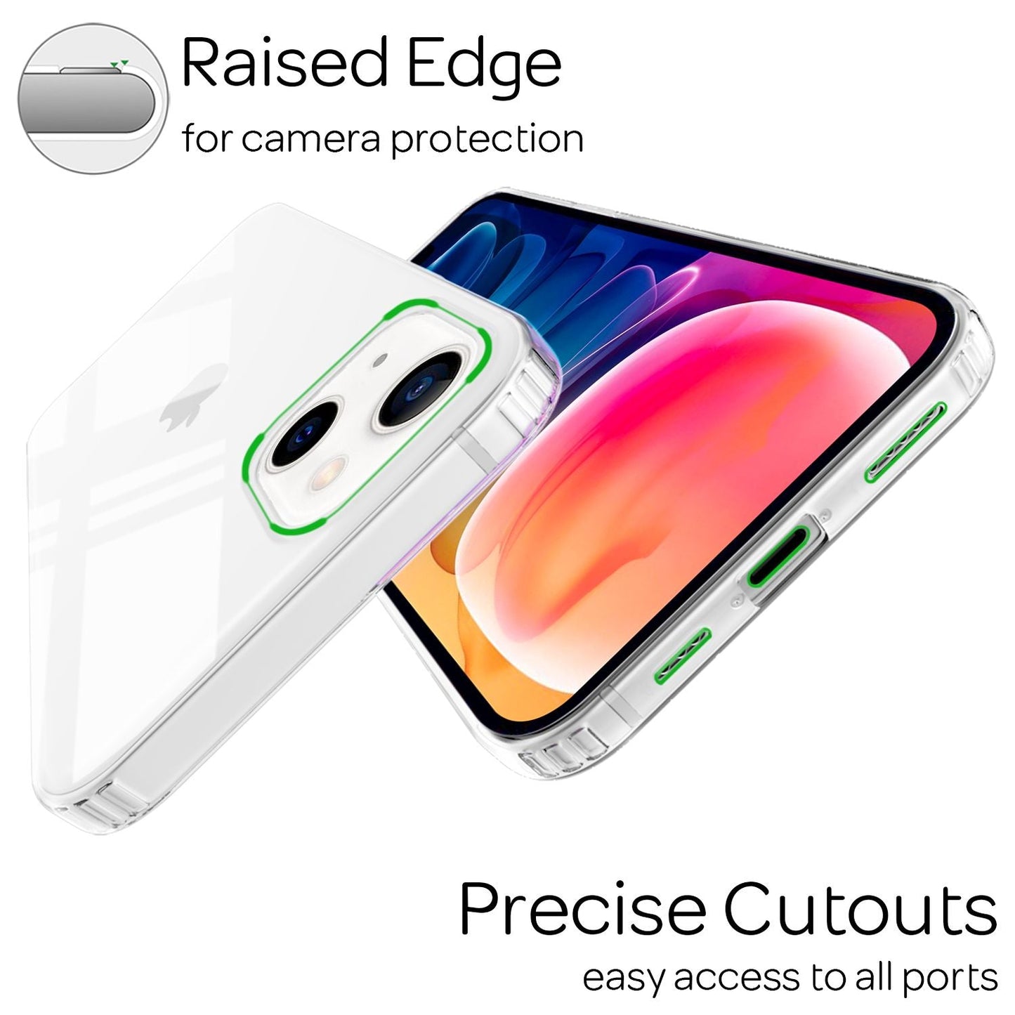 NALIA Clear Scratch-Resistant Case for iPhone 13, Transparent Anti-Yellowing Shockproof Hard Back &amp; Silicone Frame