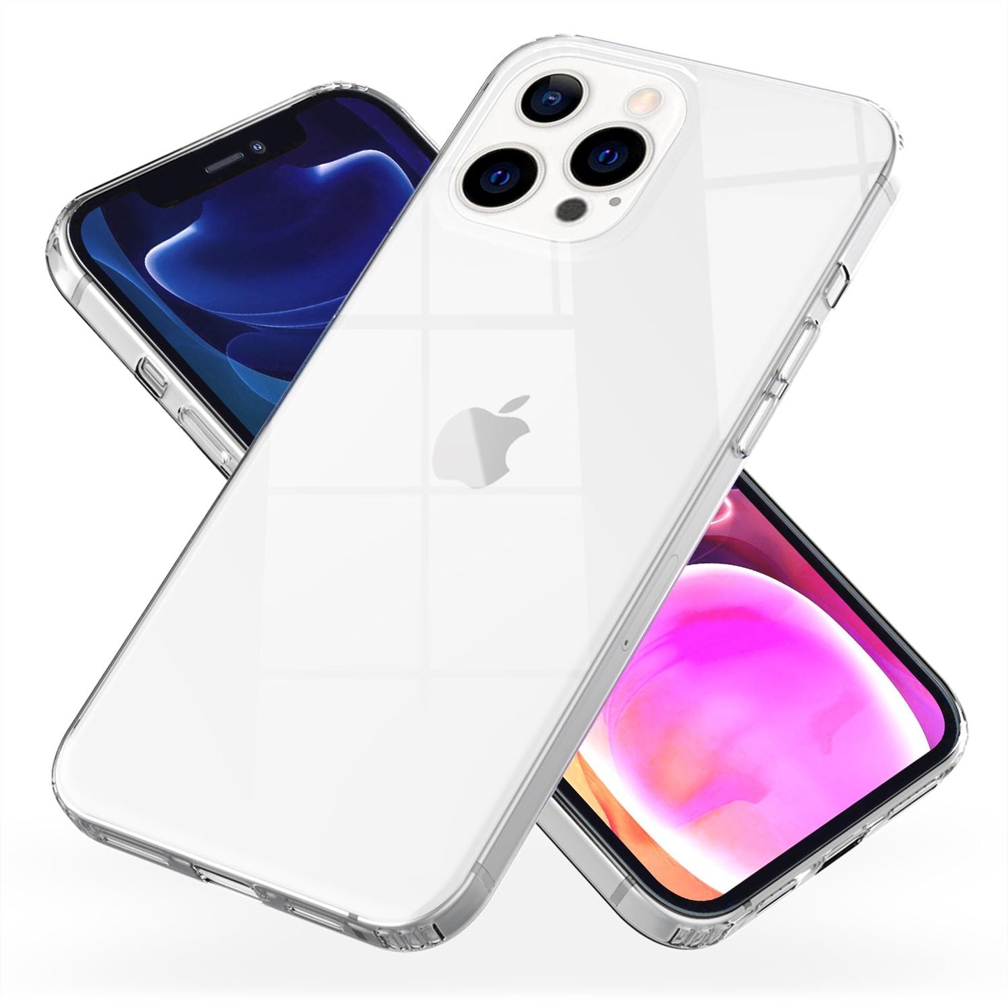 NALIA Clear Scratch-Resistant Case for iPhone 13 Pro Max, Transparent Anti-Yellowing Shockproof Hard Back &amp; Silicone Frame