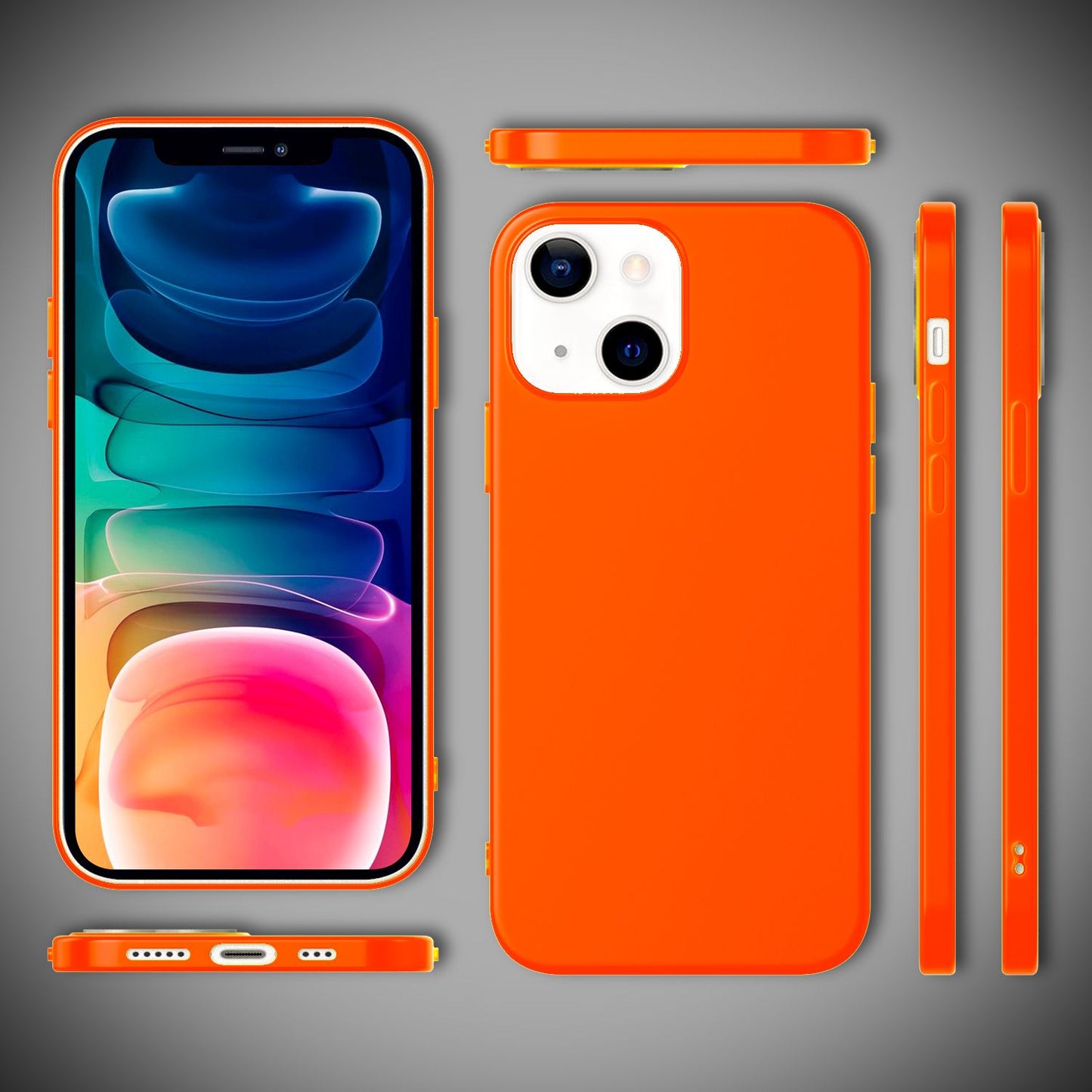 NALIA litríkt neon símahulstur fyrir iPhone 13, matt sílikon hulstur með stuðara