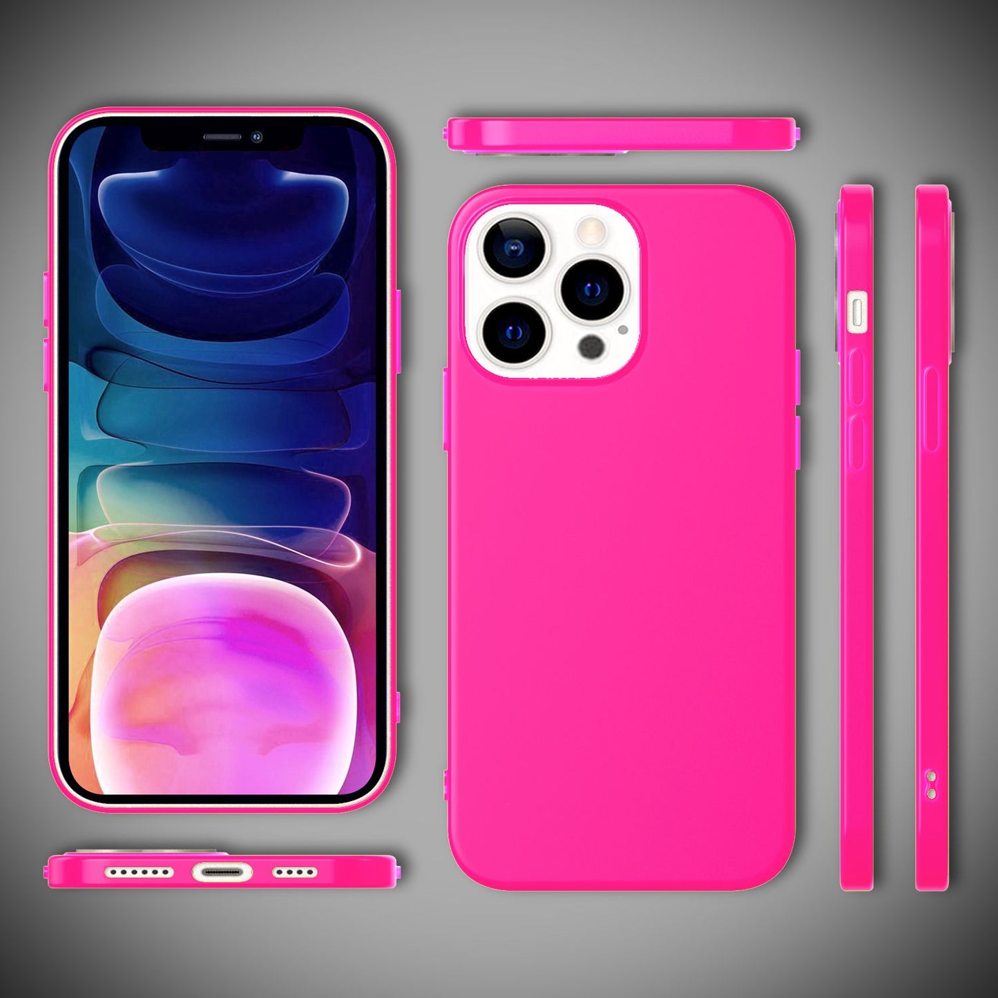 NALIA Colorful Neon Phone Case for iPhone 13 Pro Max, Silicone Case Cover Bumper
