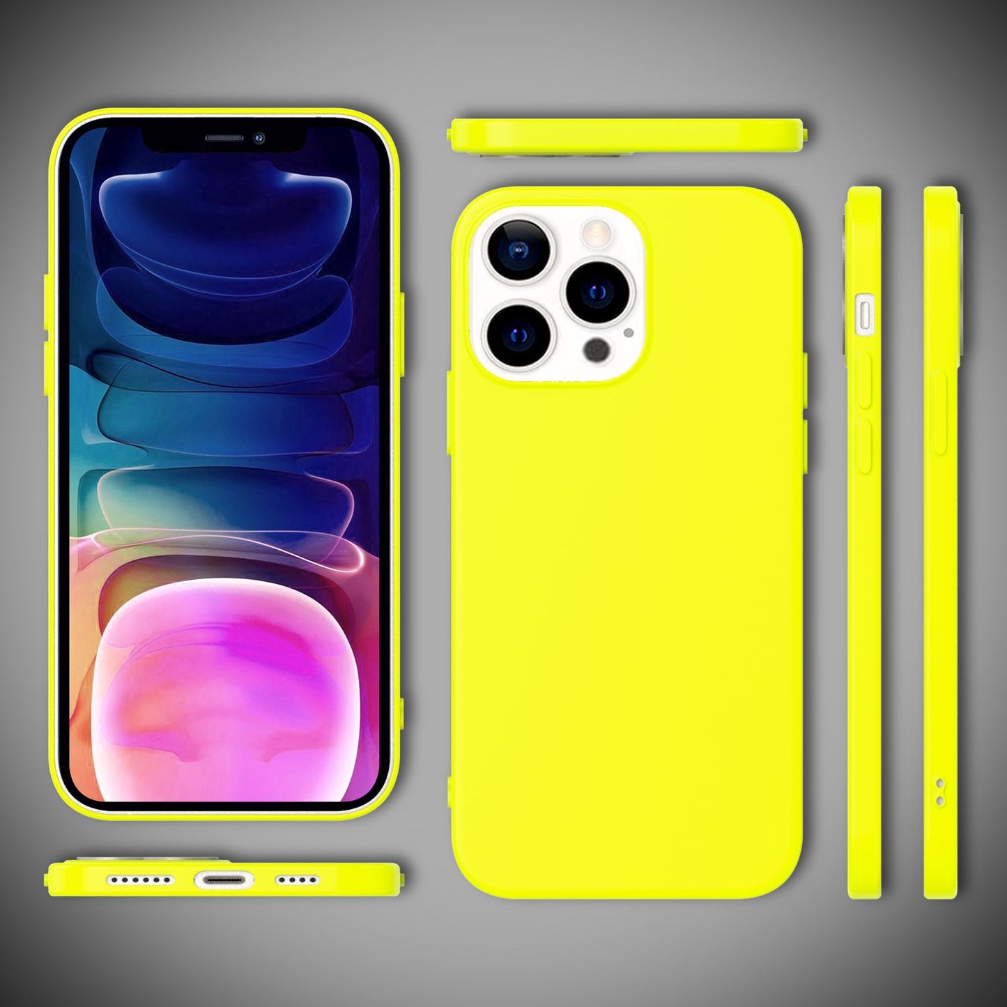 NALIA Colorful Neon Phone Case for iPhone 13 Pro Max, Silicone Case Cover Bumper