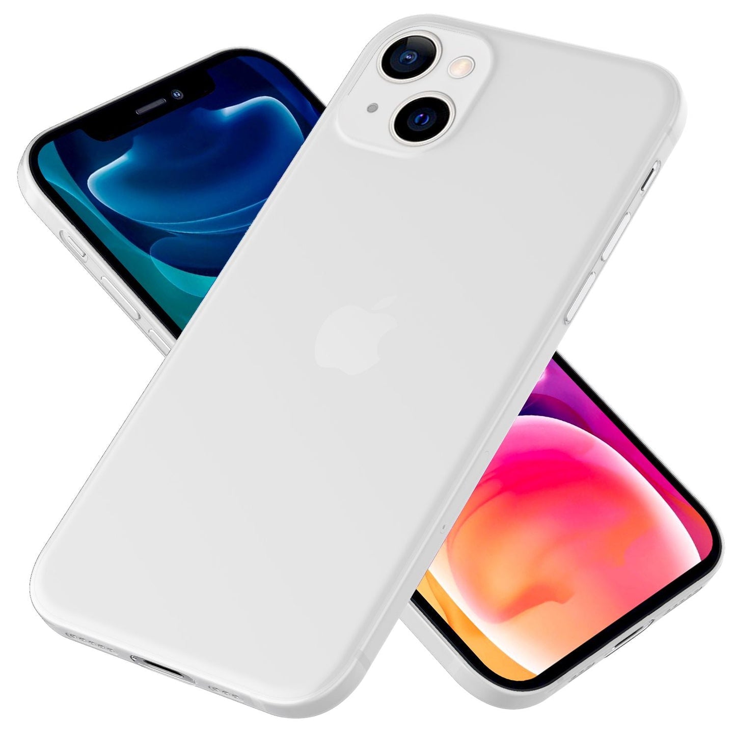 NALIA afar þunnt hart hulstur fyrir iPhone 13, gegnsætt 0,3 mm þunnt, úrþunnt, matt hulstur sem varnir gegn fingraförum, létt