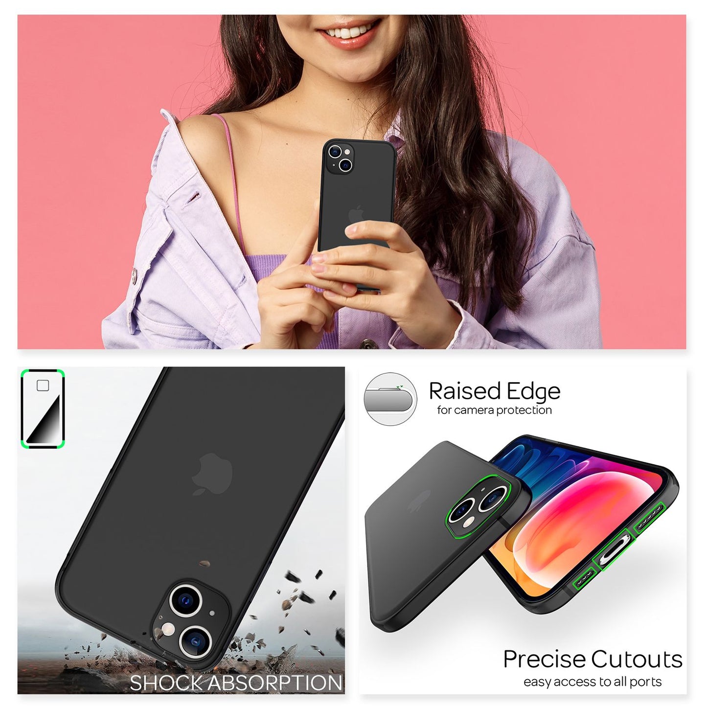 NALIA afar þunnt hart hulstur fyrir iPhone 13, gegnsætt 0,3 mm þunnt, úrþunnt, matt hulstur sem varnir gegn fingraförum, létt