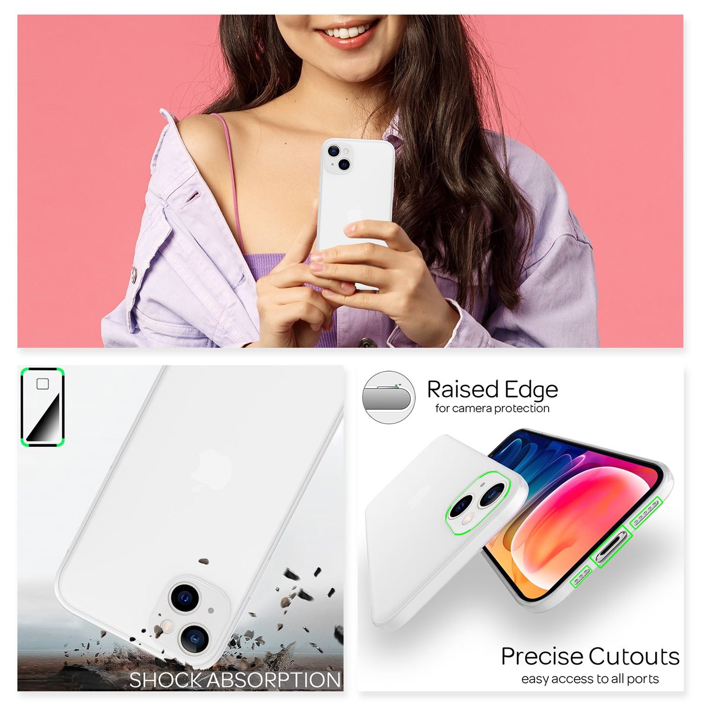 NALIA afar þunnt hart hulstur fyrir iPhone 13, gegnsætt 0,3 mm þunnt, úrþunnt, matt hulstur sem varnir gegn fingraförum, létt