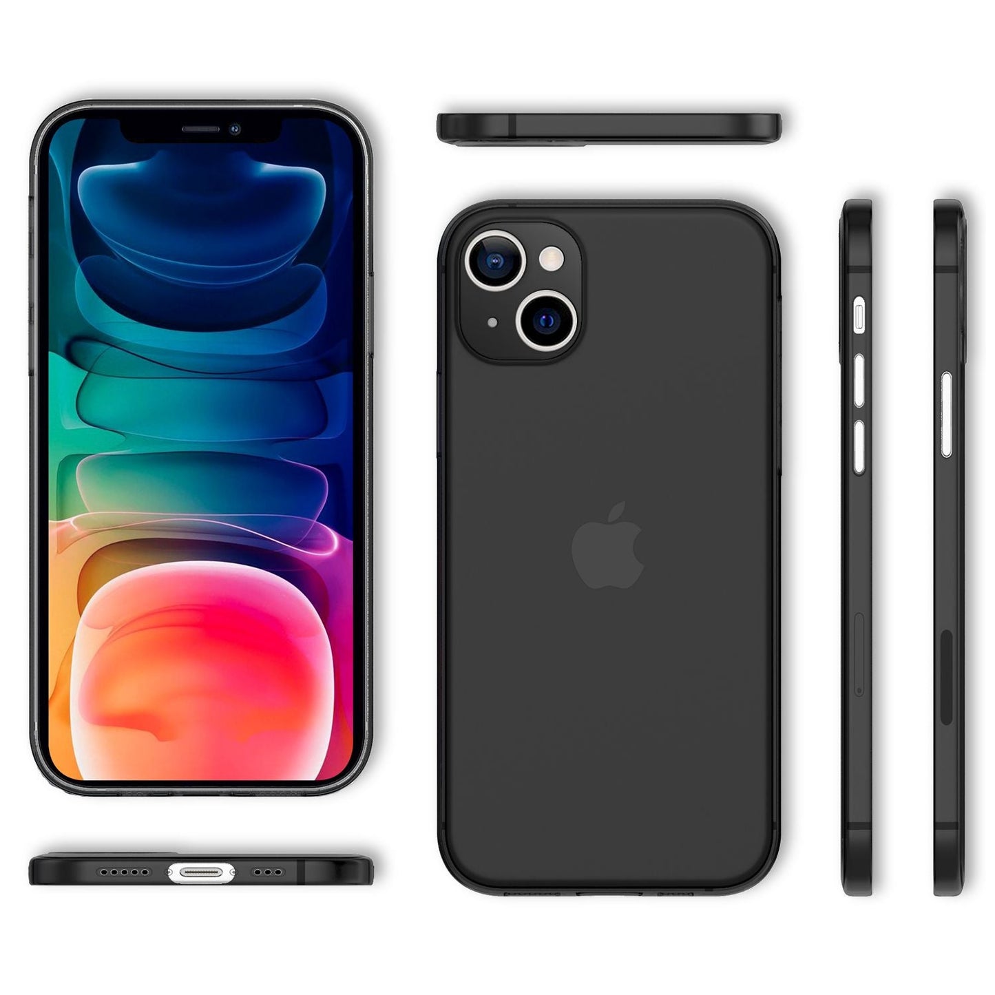 NALIA afar þunnt hart hulstur fyrir iPhone 13, gegnsætt 0,3 mm þunnt, úrþunnt, matt hulstur sem varnir gegn fingraförum, létt