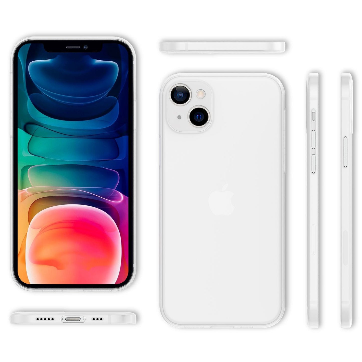 NALIA afar þunnt hart hulstur fyrir iPhone 13, gegnsætt 0,3 mm þunnt, úrþunnt, matt hulstur sem varnir gegn fingraförum, létt