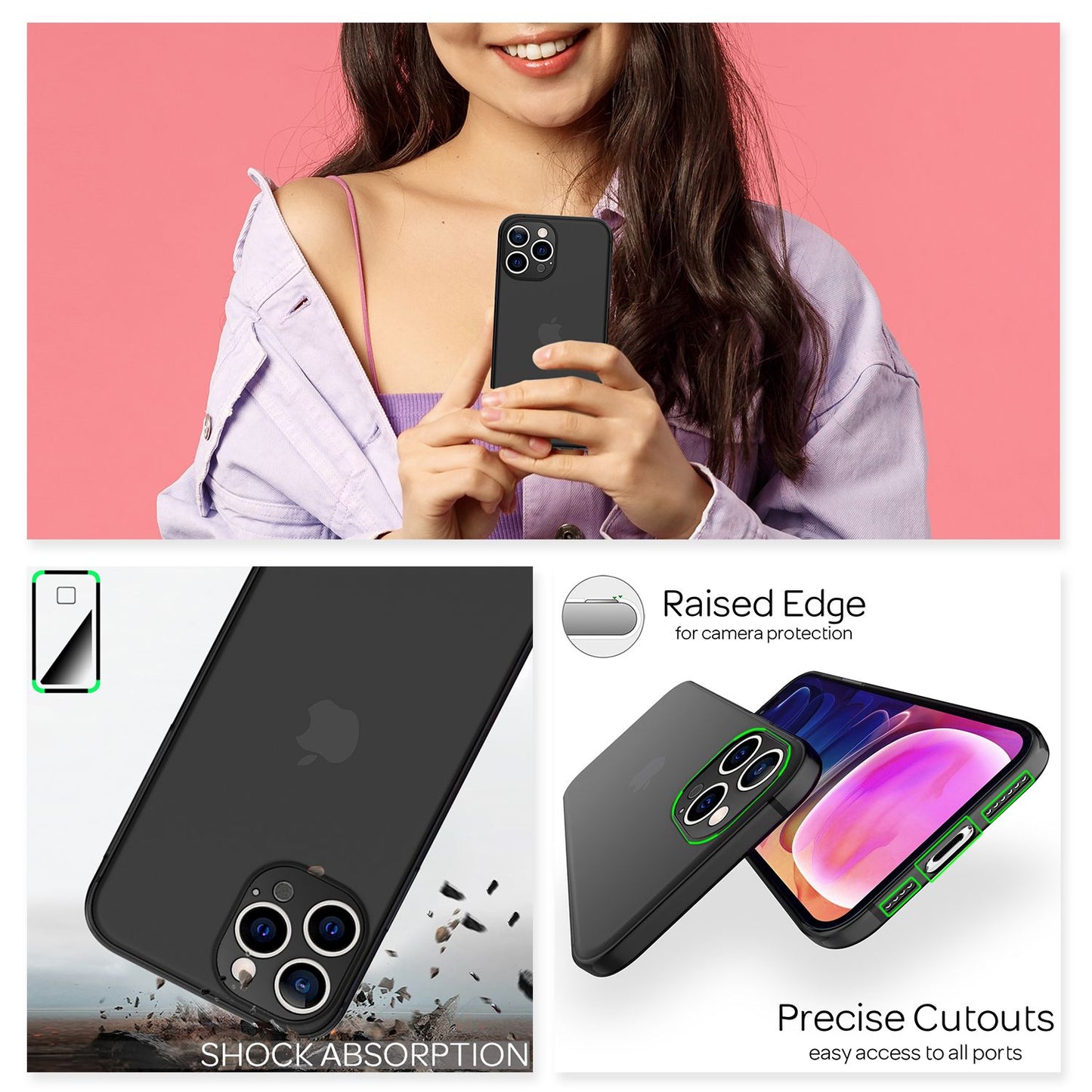 NALIA Ultraþunnt hart hulstur fyrir iPhone 13 Pro Max, gegnsætt, 0,3 mm þunnt