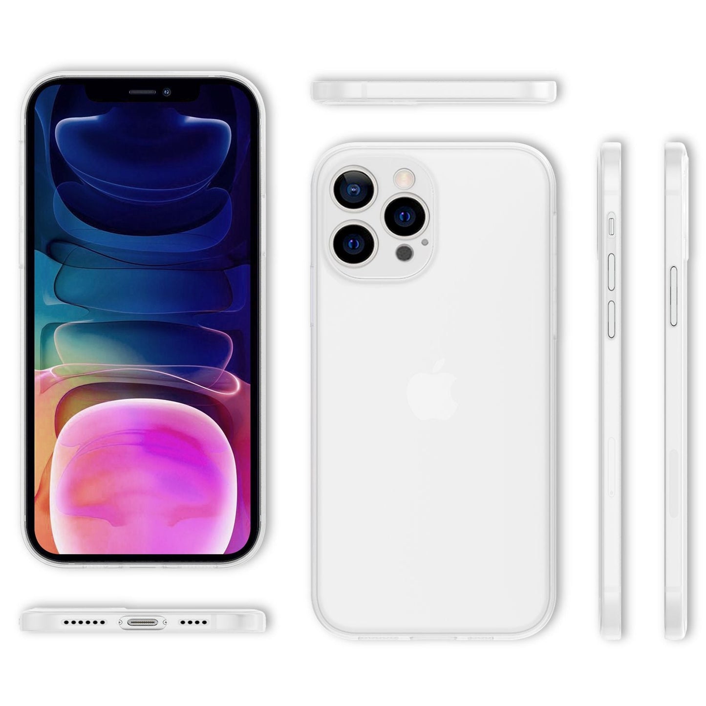 NALIA Ultraþunnt hart hulstur fyrir iPhone 13 Pro Max, gegnsætt, 0,3 mm þunnt