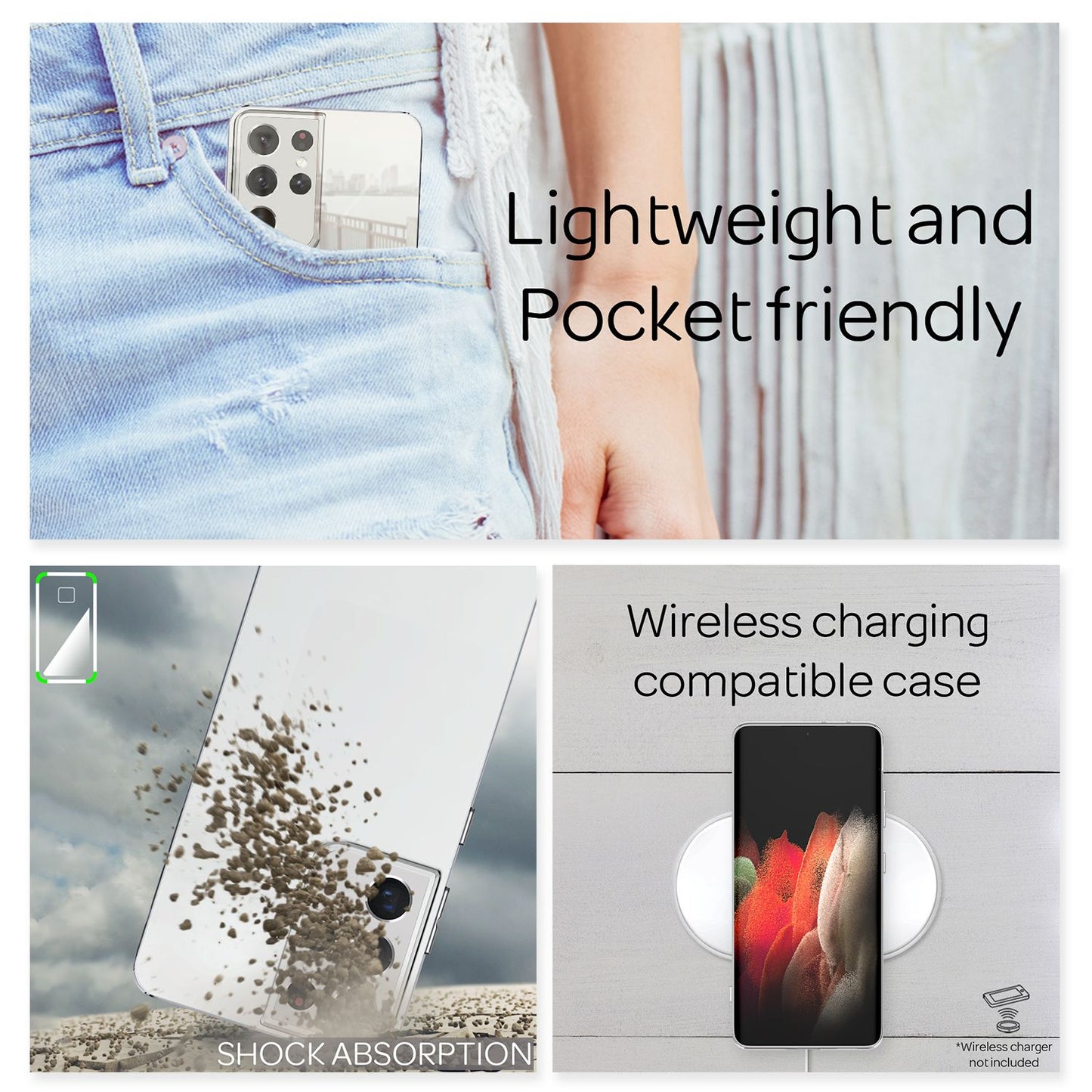 NALIA Spiegel Hartglas Case für Samsung Galaxy S21 Ultra, Klarer Spiegeleffekt Mirror Cover, Kratzfeste 9H Glashülle