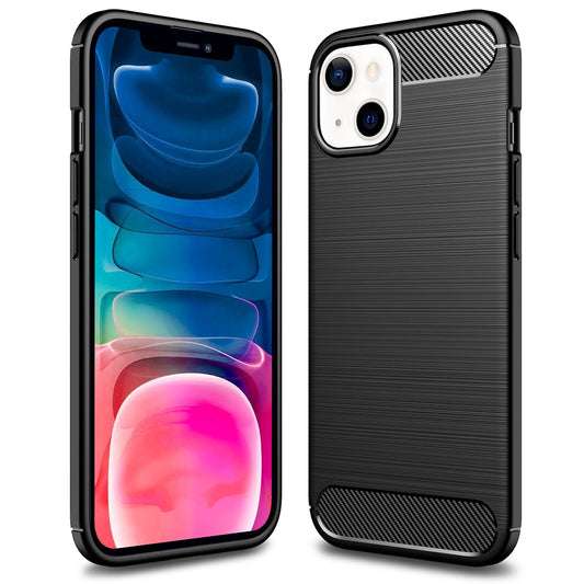 NALIA Carbon Look Case for iPhone 13 Mini, Black Silicone Cover Case TPU Bumper