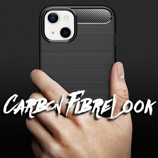 NALIA Carbon Look Case for iPhone 13 Mini, Black Silicone Cover Case TPU Bumper