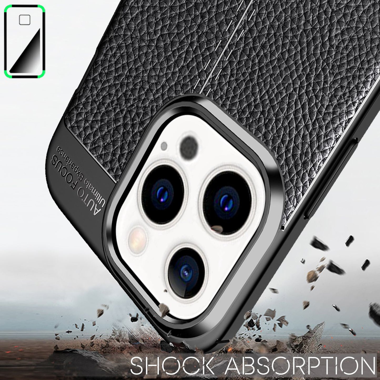 NALIA Leder Look Hülle für iPhone 13 Pro, Schwarze Silikonhülle Anti-Fingerabdruck Rutschfest Kratzfest Stoßfest