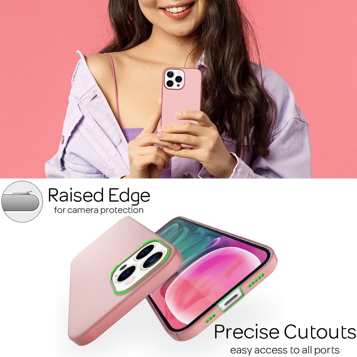 NALIA 0,5 mm þunnt símahulstur fyrir iPhone 13 Pro, matt hart hulstur með stuðara