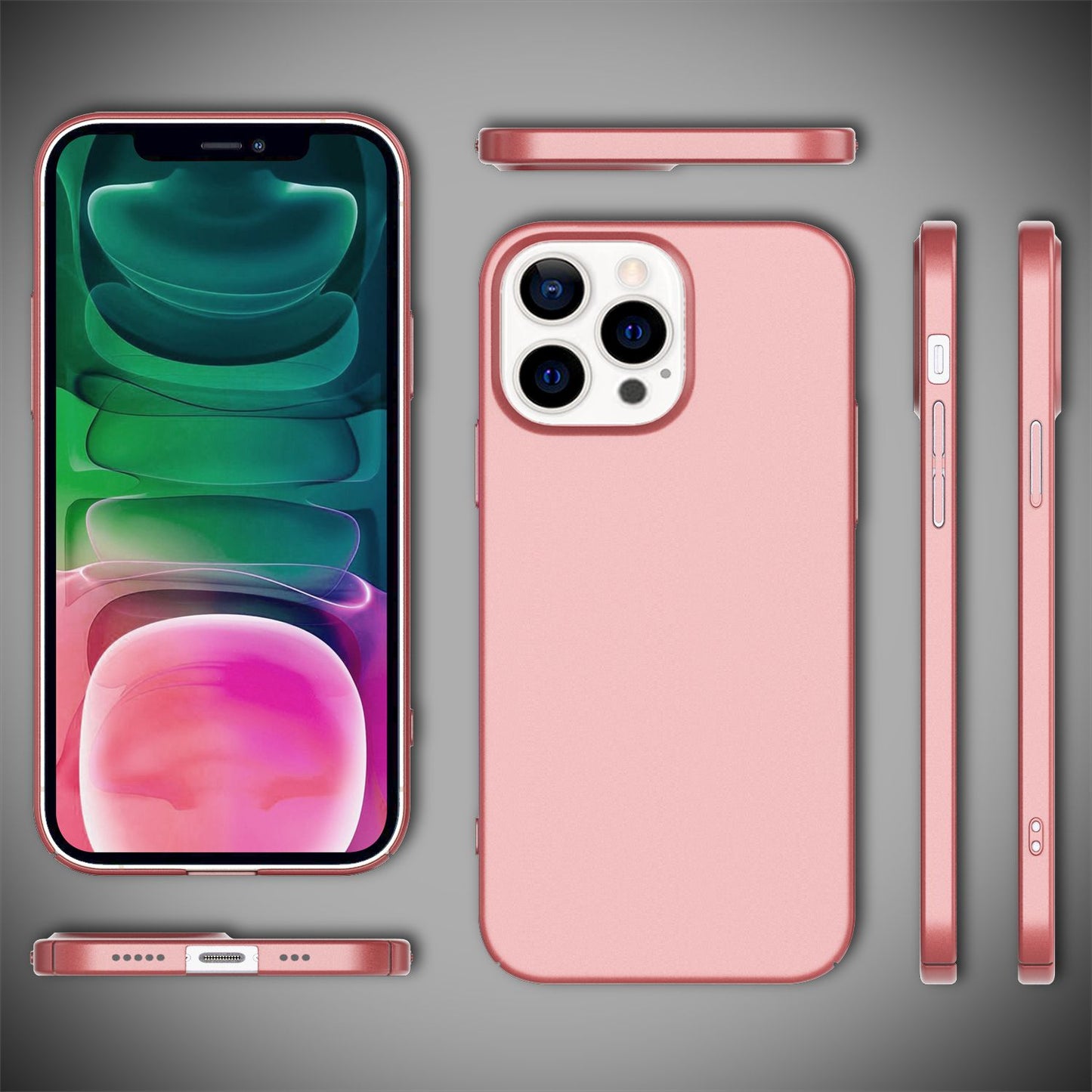 NALIA 0,5 mm þunnt símahulstur fyrir iPhone 13 Pro, matt hart hulstur með stuðara