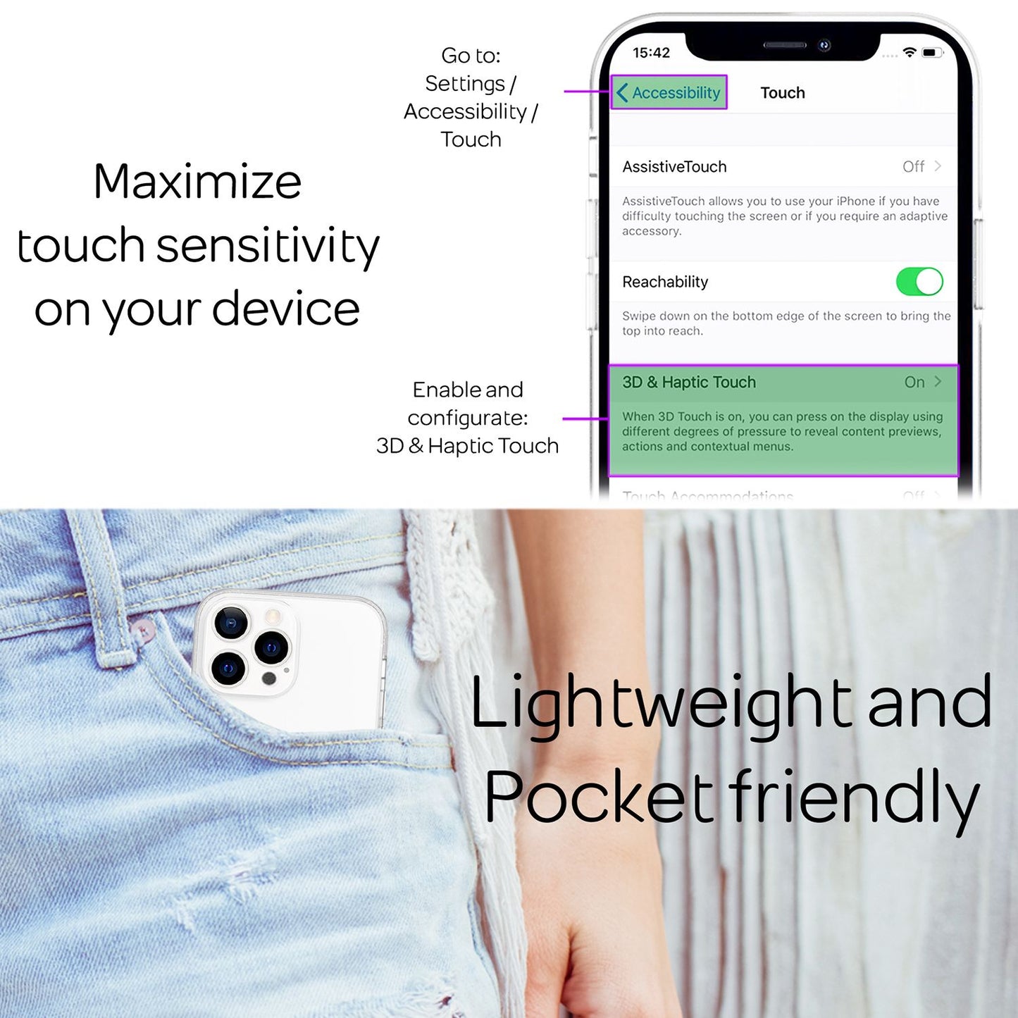NALIA gegnsætt 360° verndarhulstur fyrir iPhone 13 Pro, full vörn gegnsætt, gulnunarvarna, sterkt, hart hulstur, sílikon og skjávörn