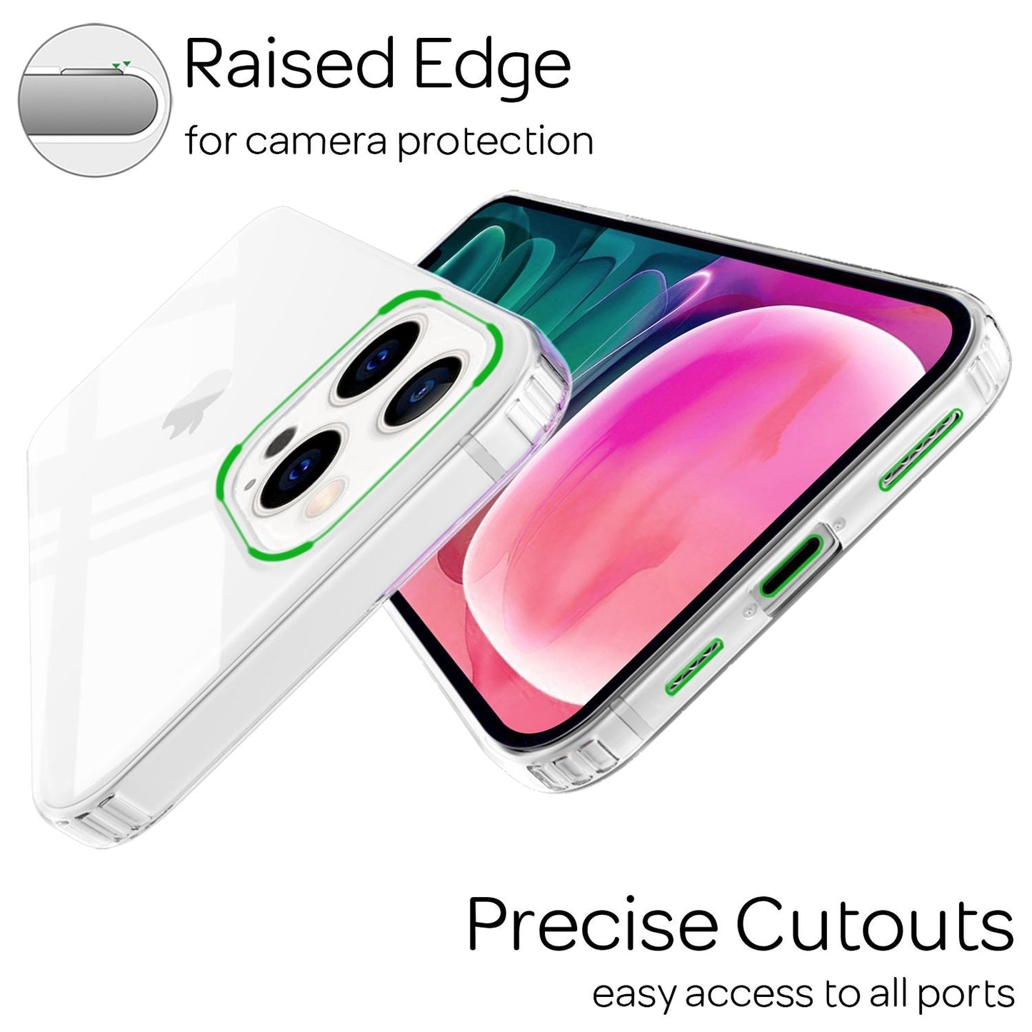 NALIA Clear Scratch-Resistant Case for iPhone 13 Pro, Transparent Anti-Yellowing Shockproof Hard Back &amp; Silicone Frame