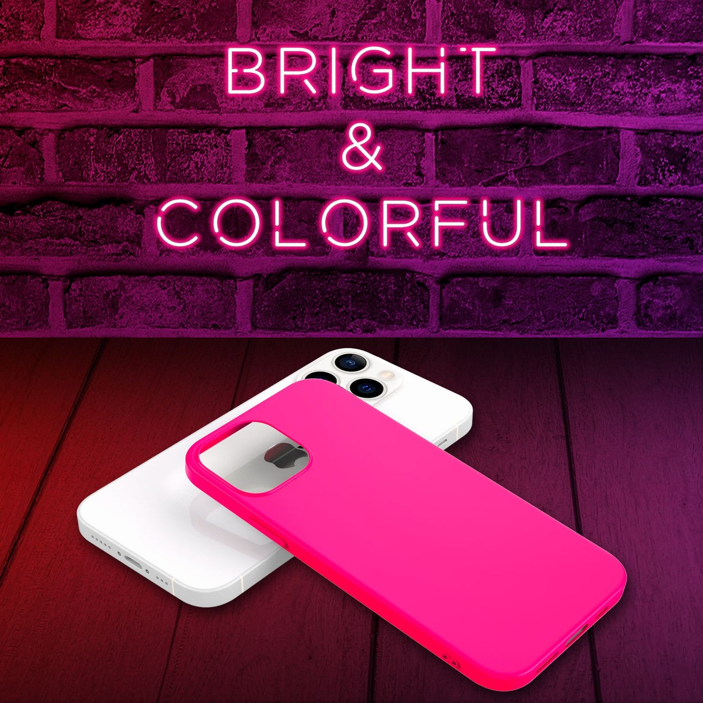NALIA Colorful Neon Phone Case for iPhone 13 Pro, Matte Silicone Case Cover Bumper