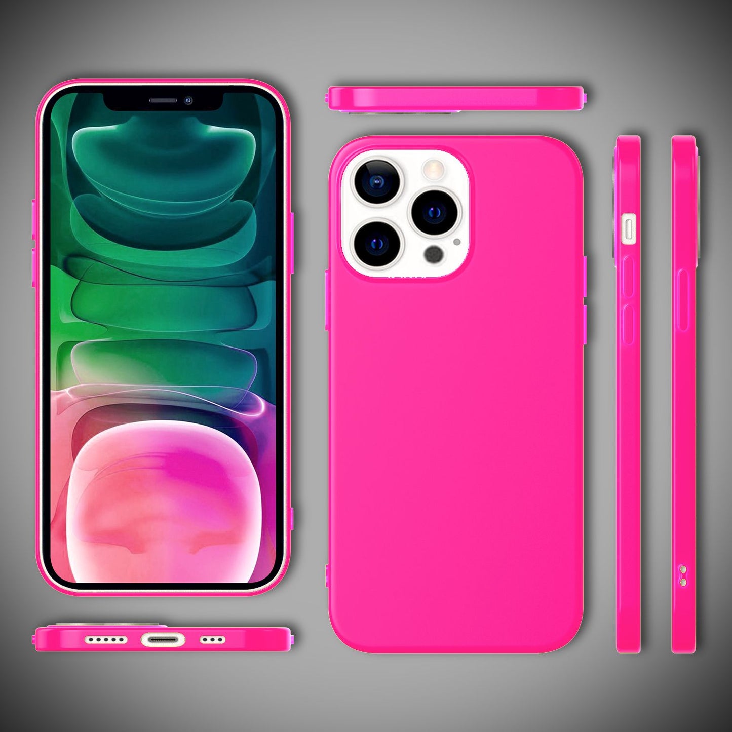 NALIA Colorful Neon Phone Case for iPhone 13 Pro, Matte Silicone Case Cover Bumper