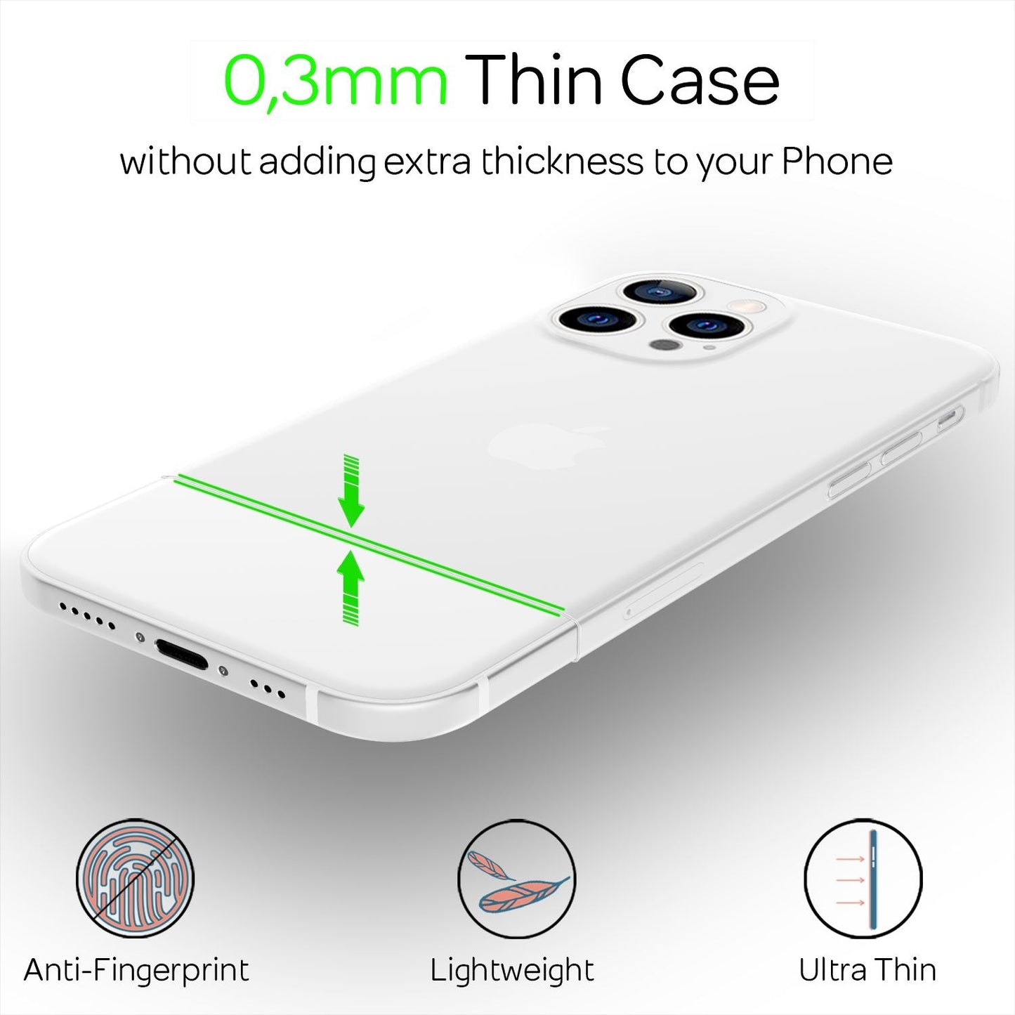 NALIA Extremely Thin Hard Case for iPhone 13 Pro, Transparent 0.3mm
