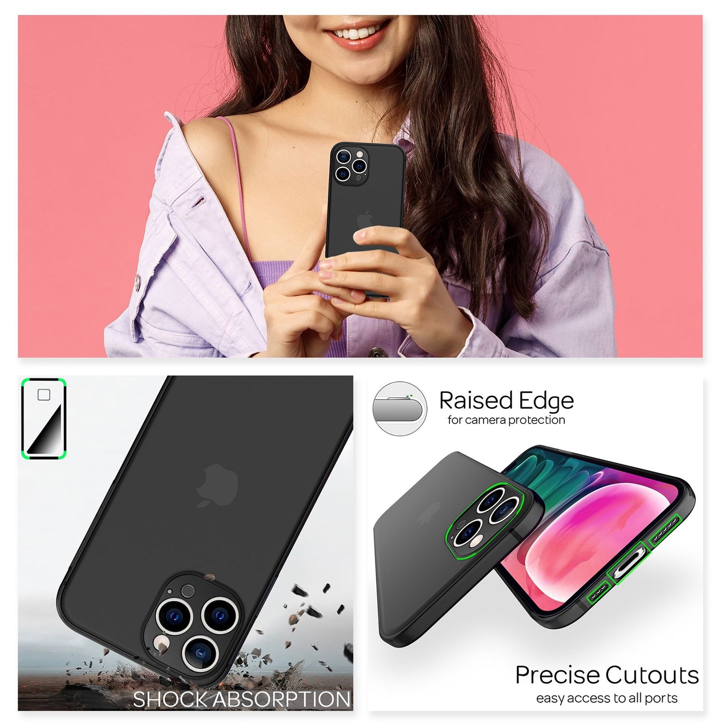 NALIA Extremely Thin Hard Case for iPhone 13 Pro, Transparent 0.3mm