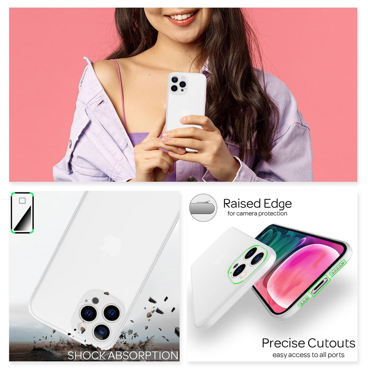 NALIA Extremely Thin Hard Case for iPhone 13 Pro, Transparent 0.3mm