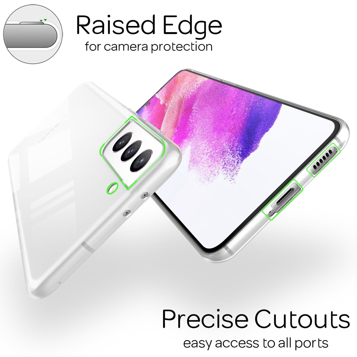 NALIA gegnsætt sílikonhulstur fyrir Samsung Galaxy S21 FE, gegnsætt, gulnunarvarna, sterkt símahulstur