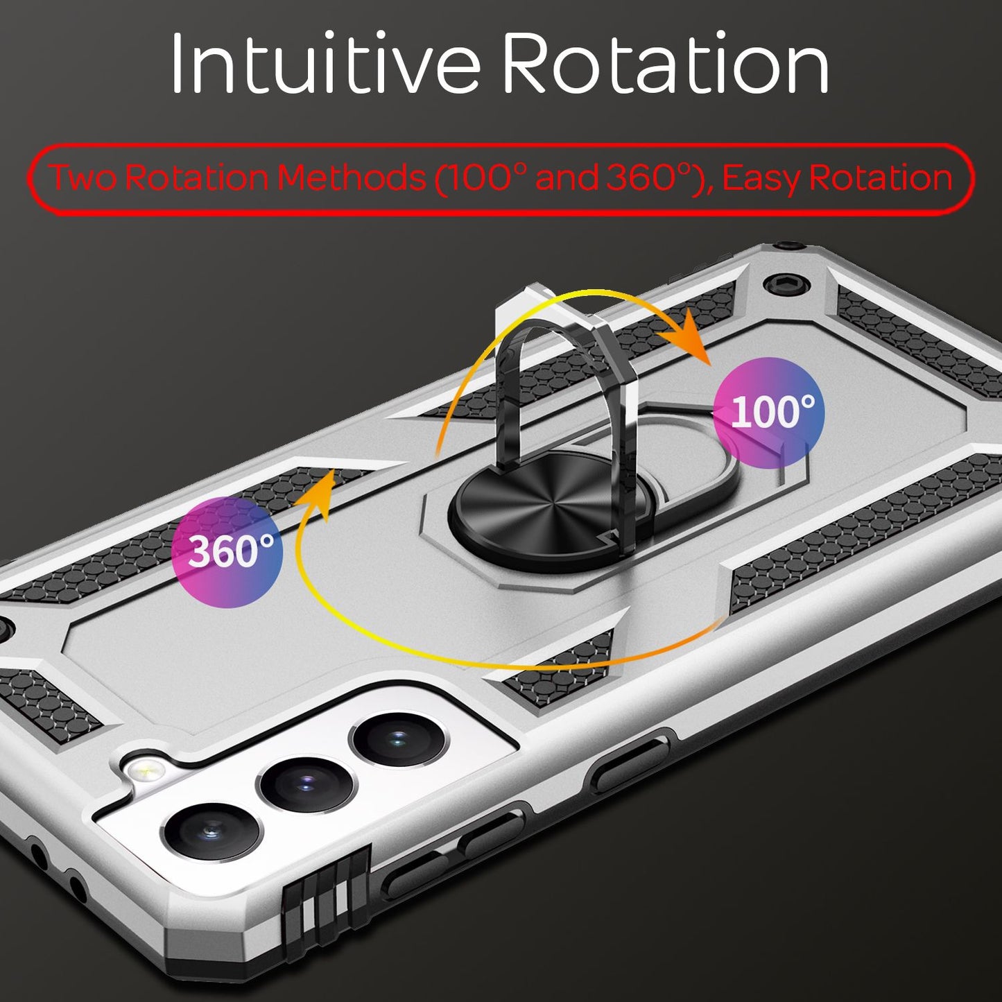 NALIA Military-Style Ring Case for Samsung Galaxy S21 FE, Extremely Protective, Shockproof, Robust, 360° Ring for Stand Function