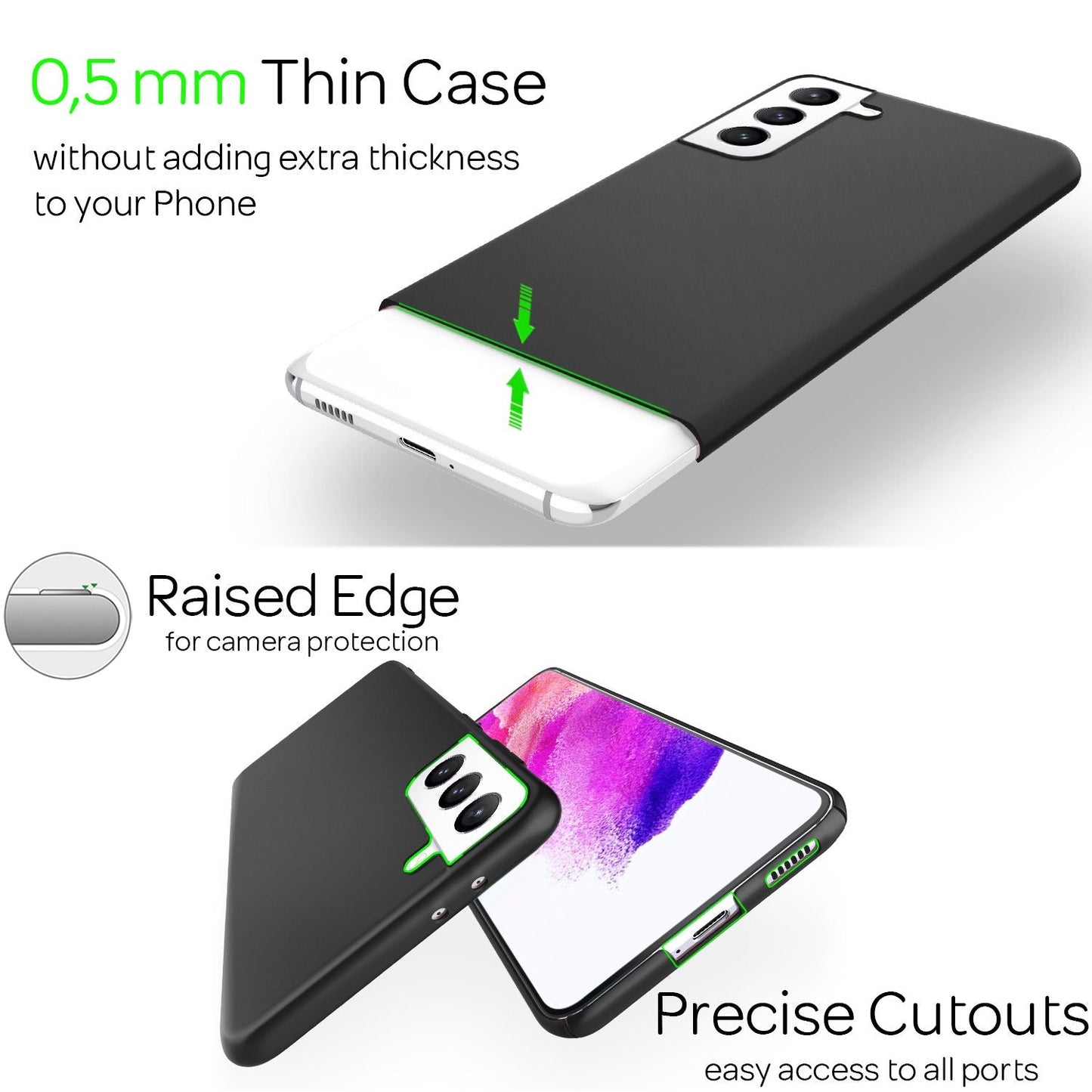 NALIA Ultra-Thin Hard Case for Samsung Galaxy S21 FE, Anti-Fingerprint Matte Non-Slip Extra-Light 0.5mm Slim