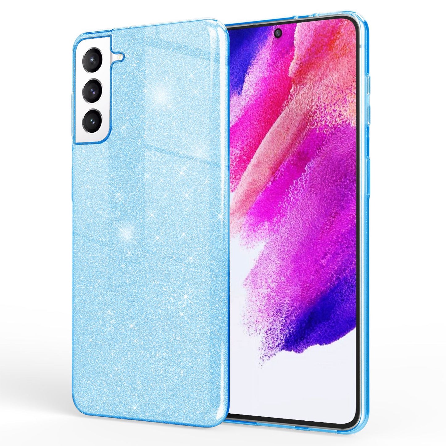 NALIA Robust Glitter Case for Samsung Galaxy S21 FE, Shiny Glitter Hybrid Protective Case, Reinforced Silicone Case