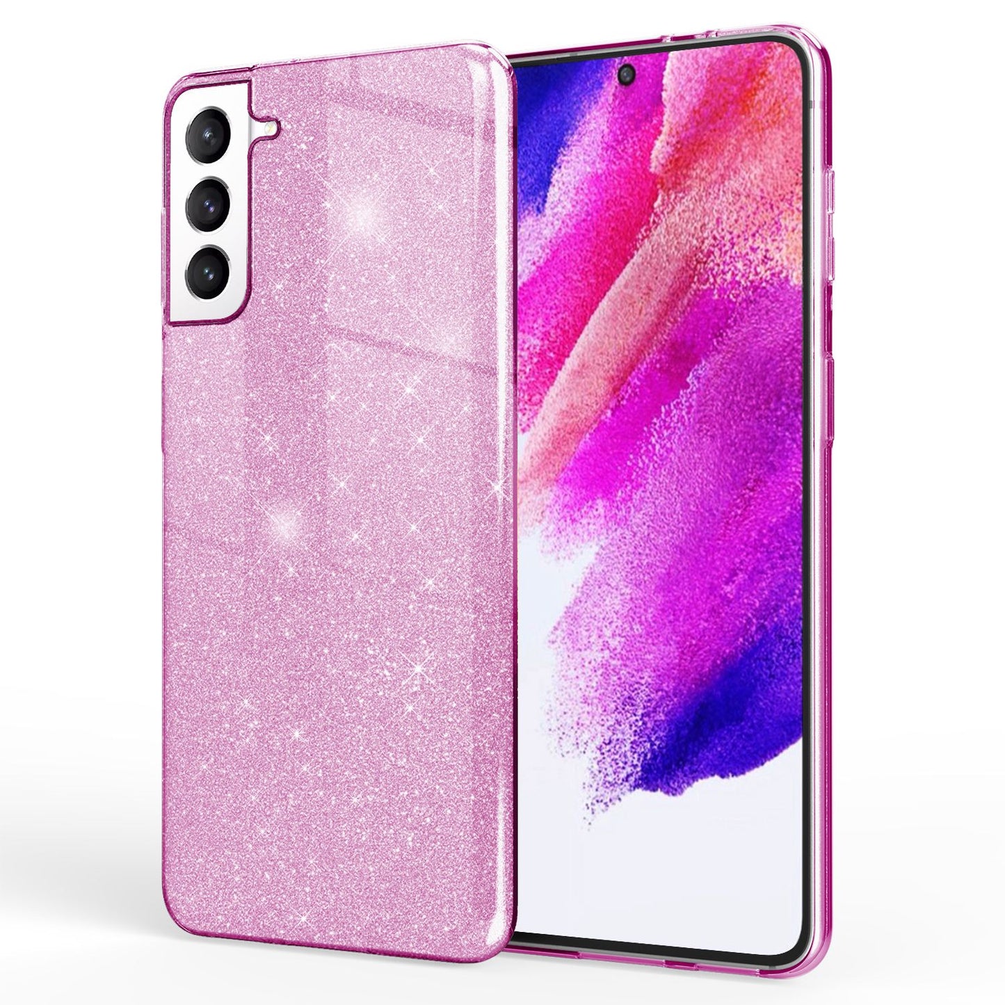 NALIA Robust Glitter Case for Samsung Galaxy S21 FE, Shiny Glitter Hybrid Protective Case, Reinforced Silicone Case