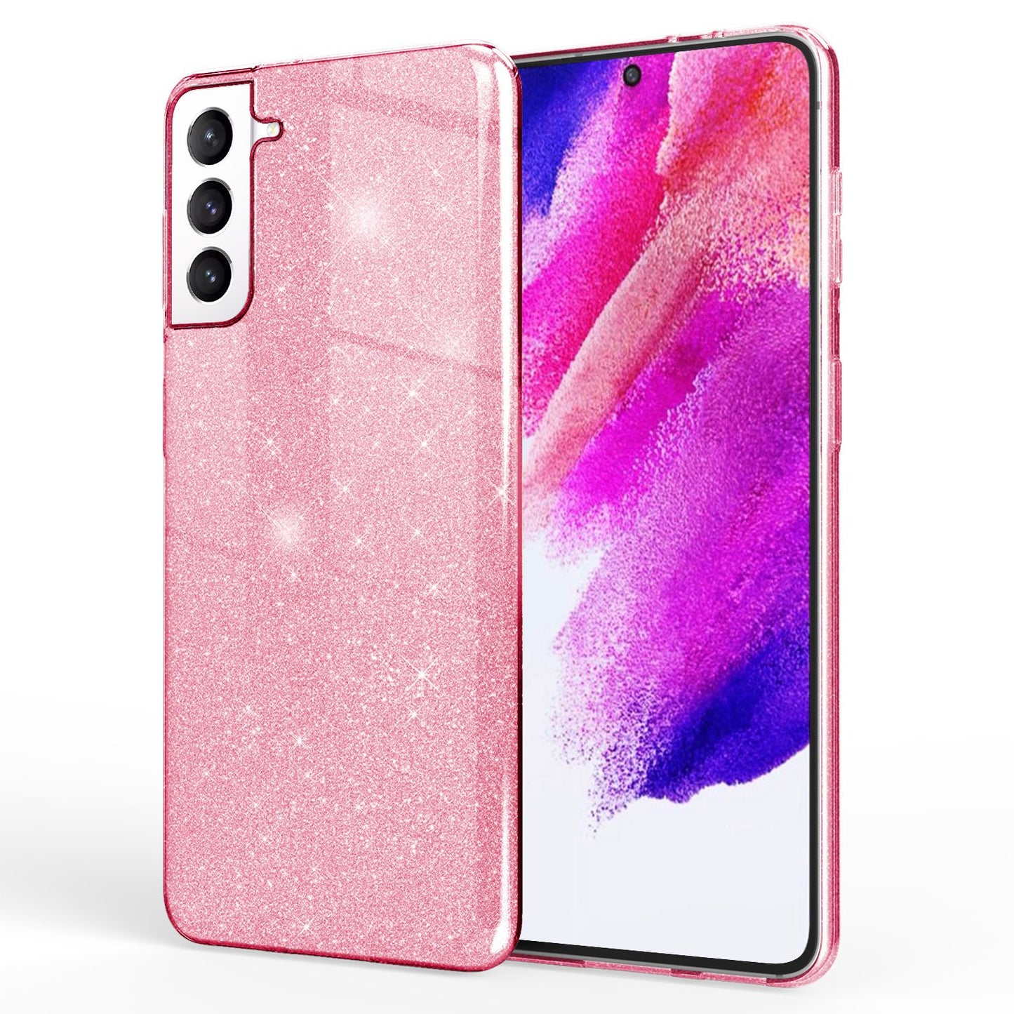 NALIA Robust Glitter Case for Samsung Galaxy S21 FE, Shiny Glitter Hybrid Protective Case, Reinforced Silicone Case