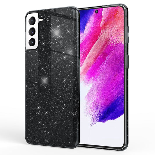 NALIA Robust Glitter Case for Samsung Galaxy S21 FE, Shiny Glitter Hybrid Protective Case, Reinforced Silicone Case