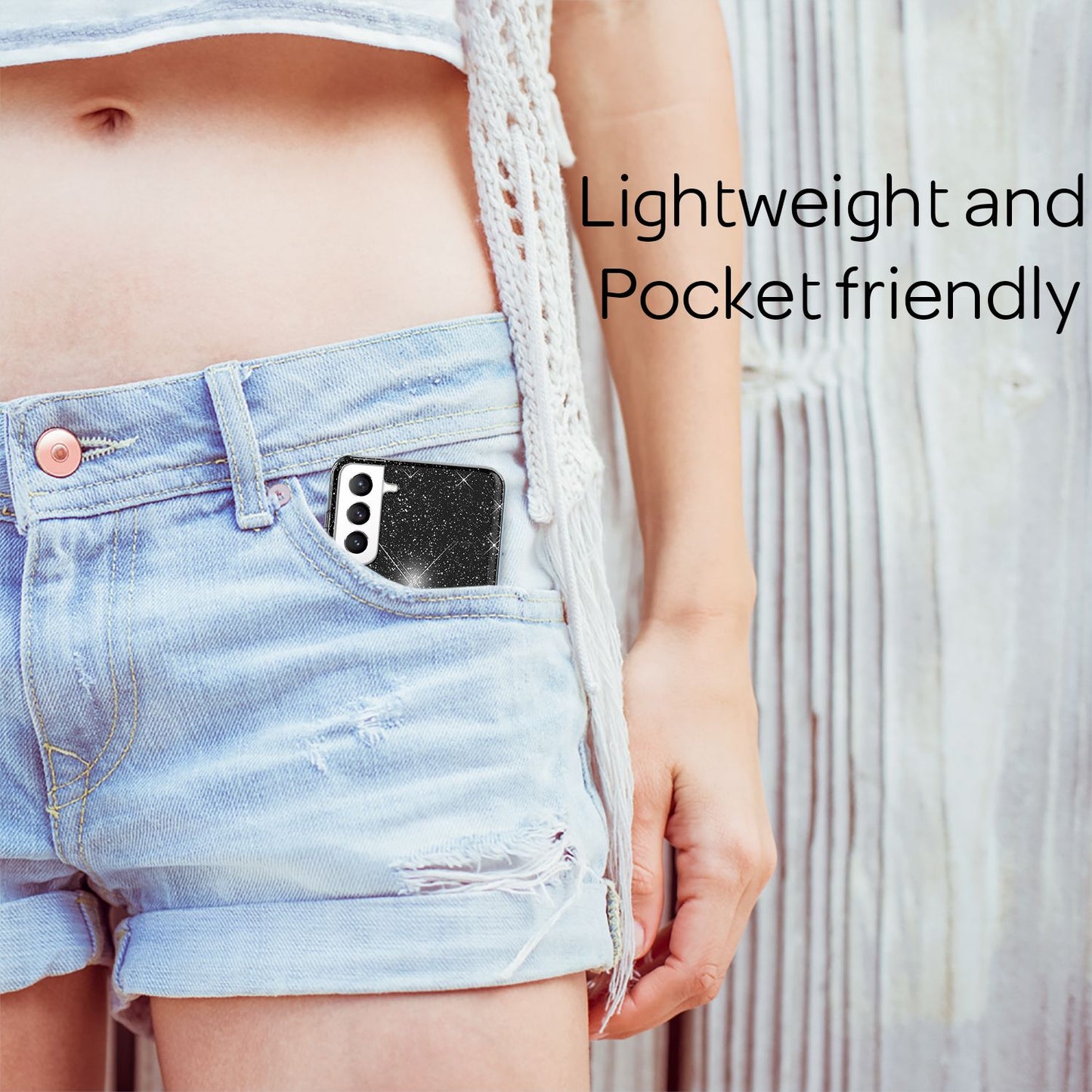 NALIA Robust Glitter Case for Samsung Galaxy S21 FE, Shiny Glitter Hybrid Protective Case, Reinforced Silicone Case