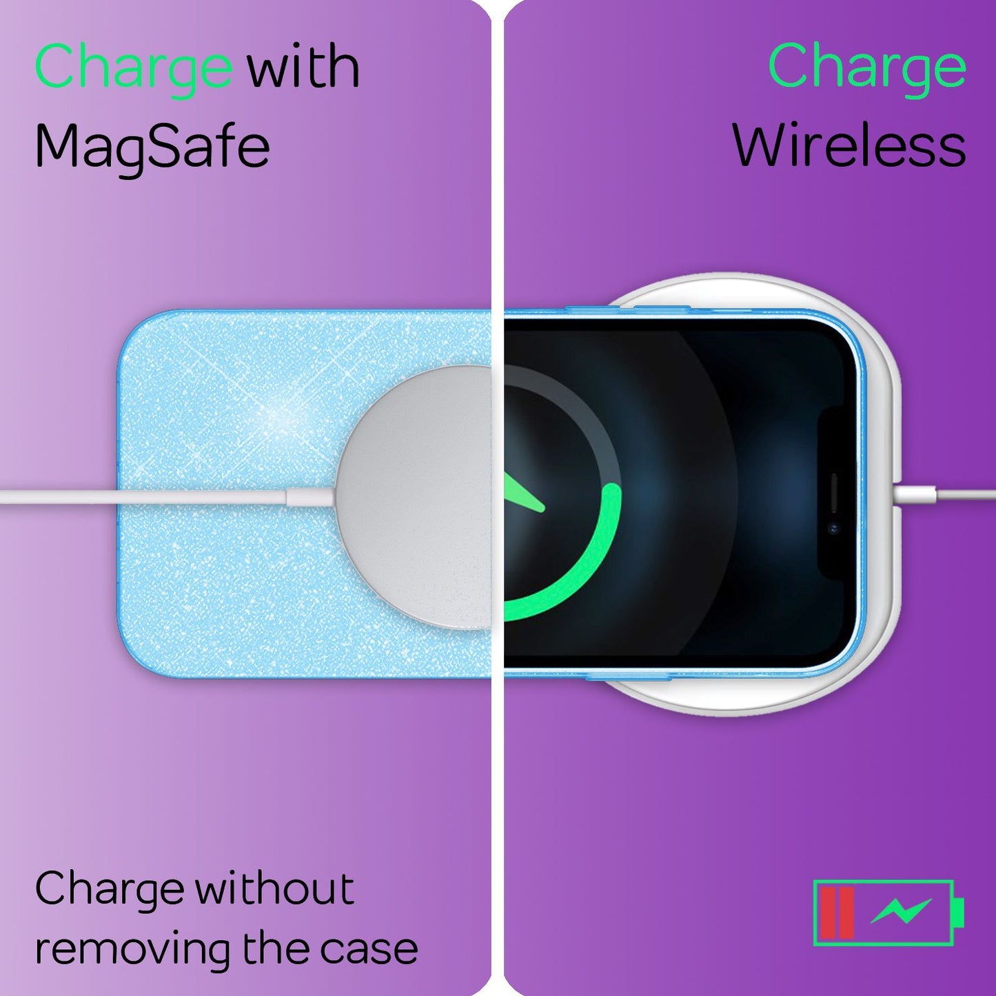 NALIA Sterkt glitrandi hulstur fyrir iPhone 13 Mini, glansandi glitrandi hlífðarhulstur, styrkt sílikonhulstur