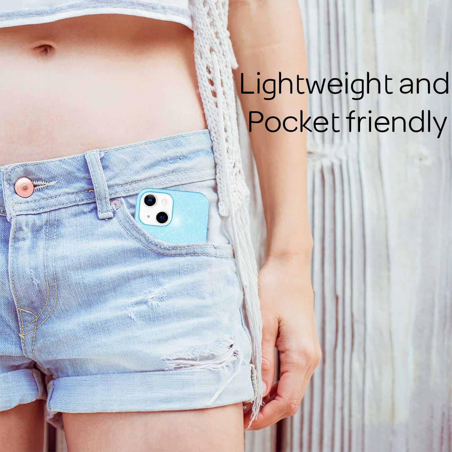 NALIA Sterkt glitrandi hulstur fyrir iPhone 13 Mini, glansandi glitrandi hlífðarhulstur, styrkt sílikonhulstur