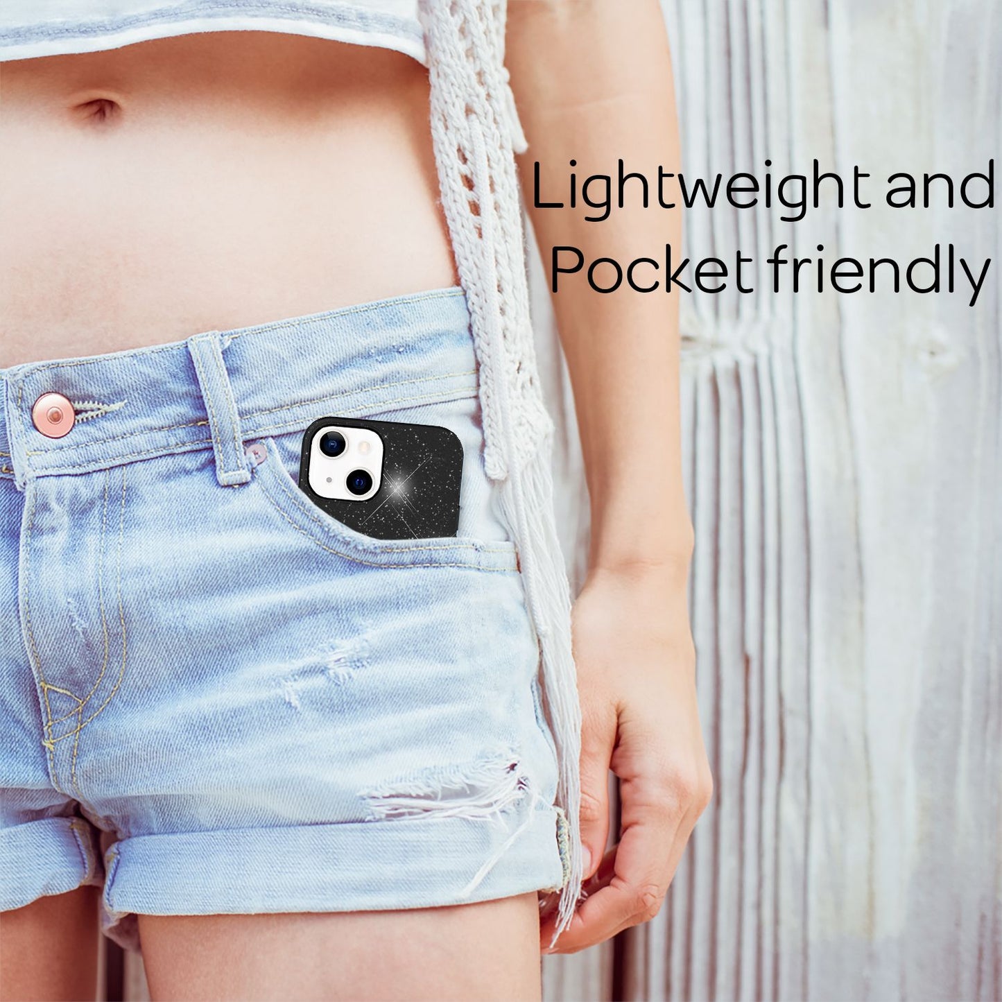 NALIA Sterkt glitrandi hulstur fyrir iPhone 13 Mini, glansandi glitrandi hlífðarhulstur, styrkt sílikonhulstur