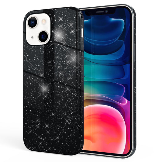 NALIA Robust Glitter Case for iPhone 13, Shockproof Shiny Glitter Hybrid Protective Case, Reinforced Silicone Case