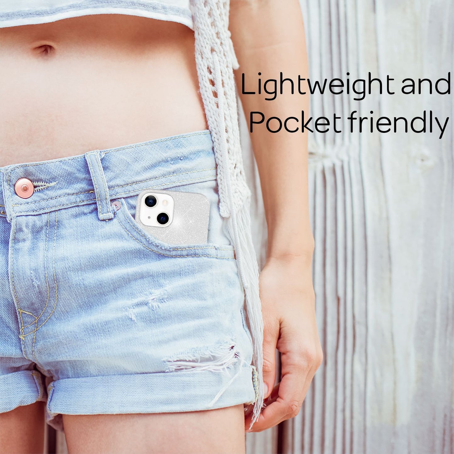 NALIA Robust Glitter Case for iPhone 13, Shockproof Shiny Glitter Hybrid Protective Case, Reinforced Silicone Case