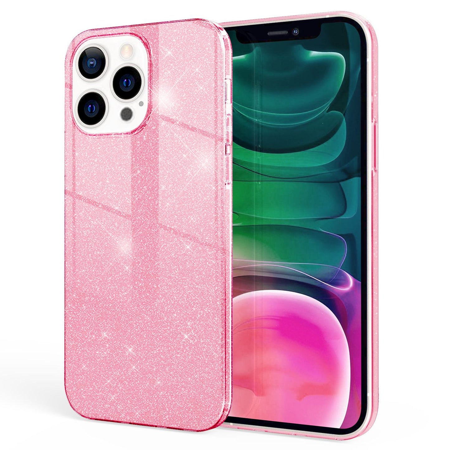 NALIA Rugged Glitter Cover fyrir iPhone 13 Pro, höggþolið glansandi glitrandi hlífðarhulstur úr blendingsefni, styrkt sílikonhulstur