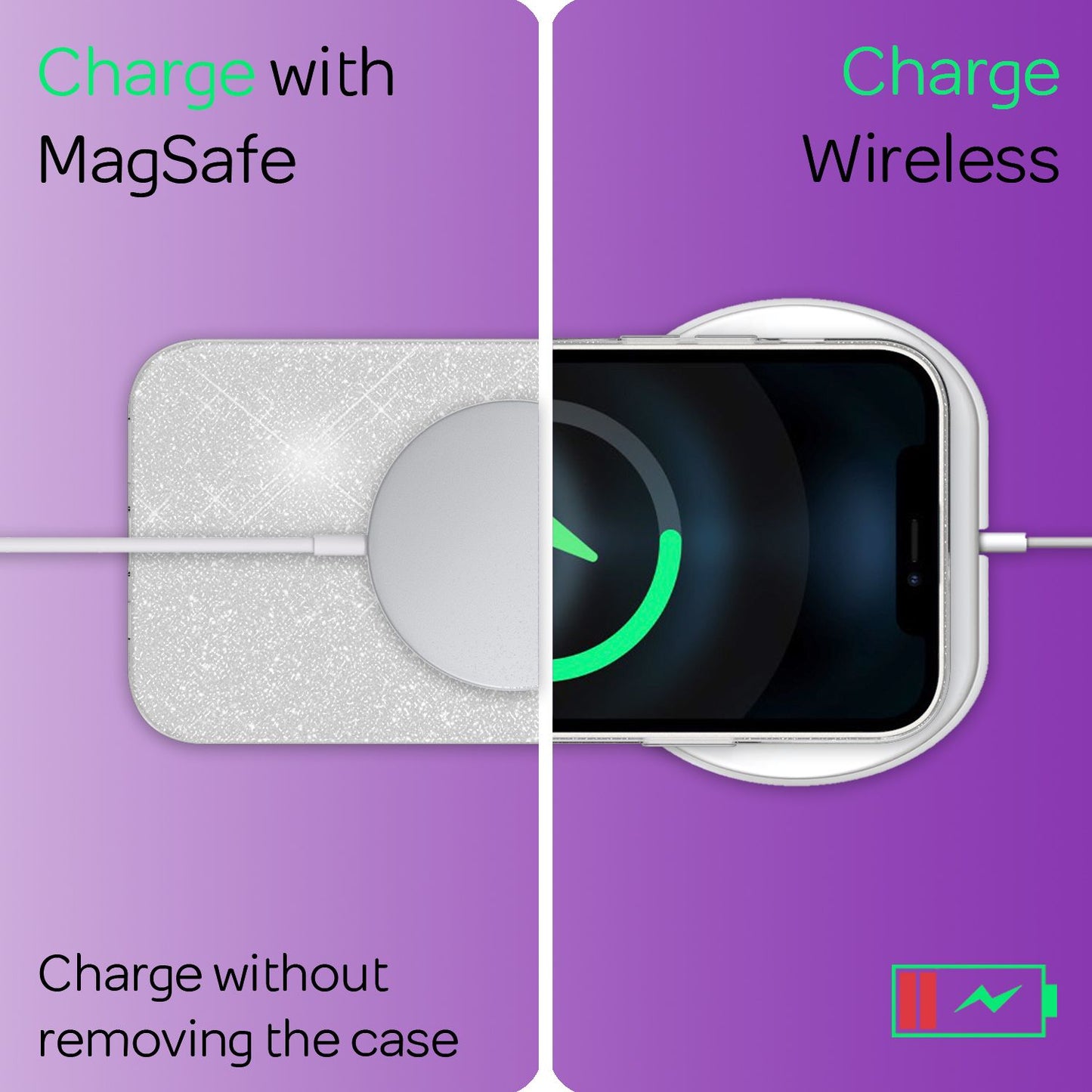 NALIA Rugged Glitter Cover fyrir iPhone 13 Pro, höggþolið glansandi glitrandi hlífðarhulstur úr blendingsefni, styrkt sílikonhulstur