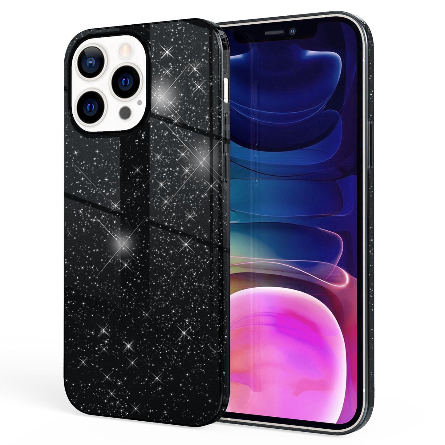 NALIA Rugged Glitter Case for iPhone 13 Pro Max, Shockproof Shiny Glitter Protective Case, Reinforced Silicone Case